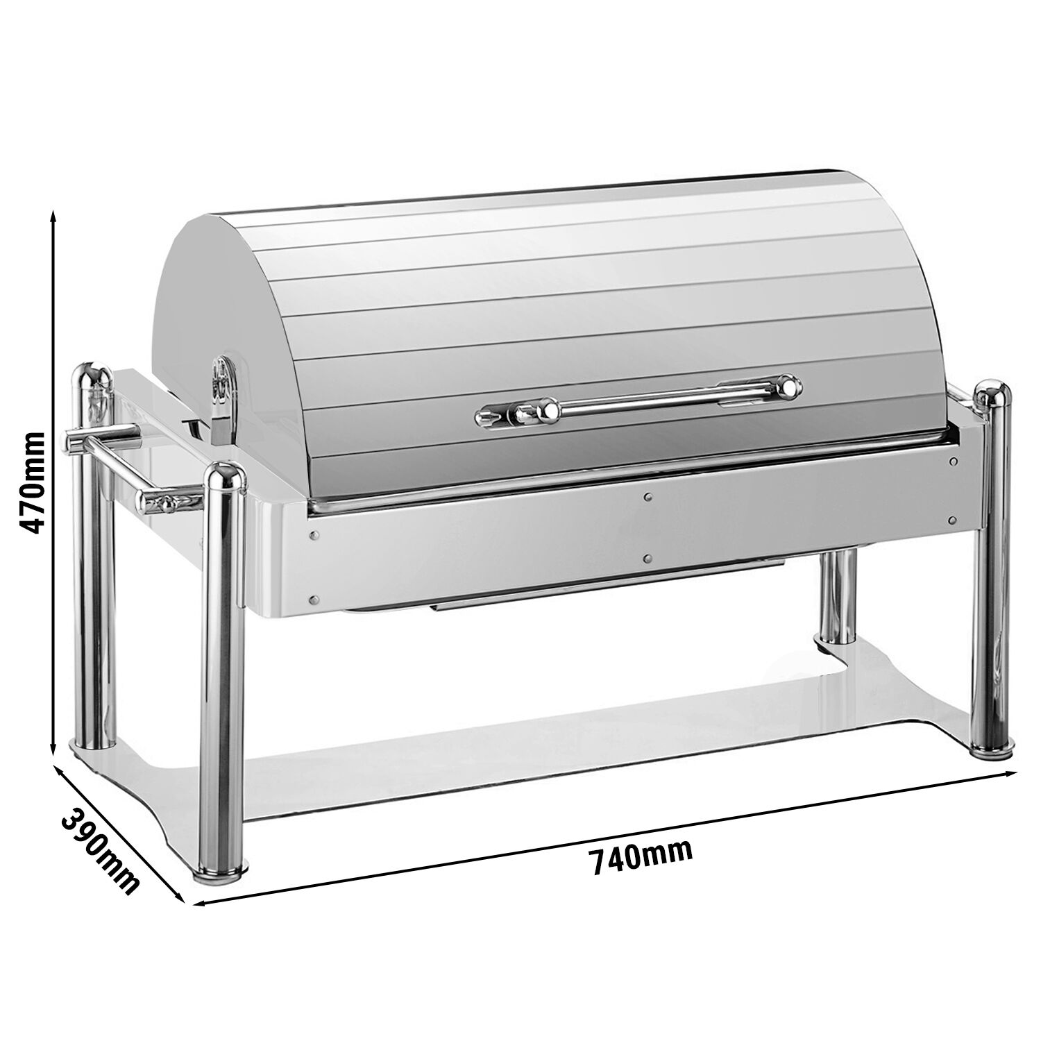 Chafing dish électrique - GN 1/1 - avec couvercle roll top - Finition chromée