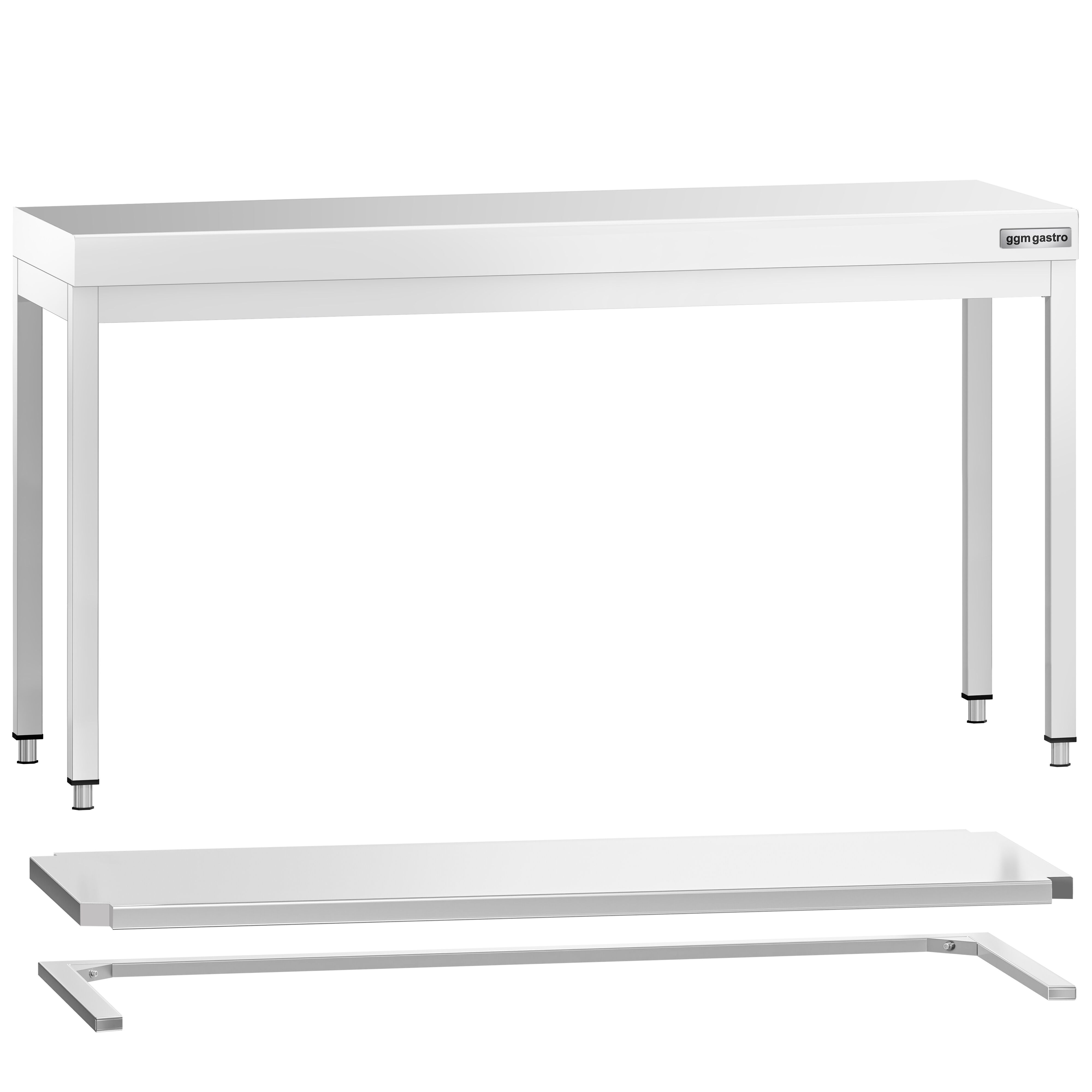 Table de travail inox PREMIUM - 1800 x 700 mm - avec tablette inférieure & Renforts