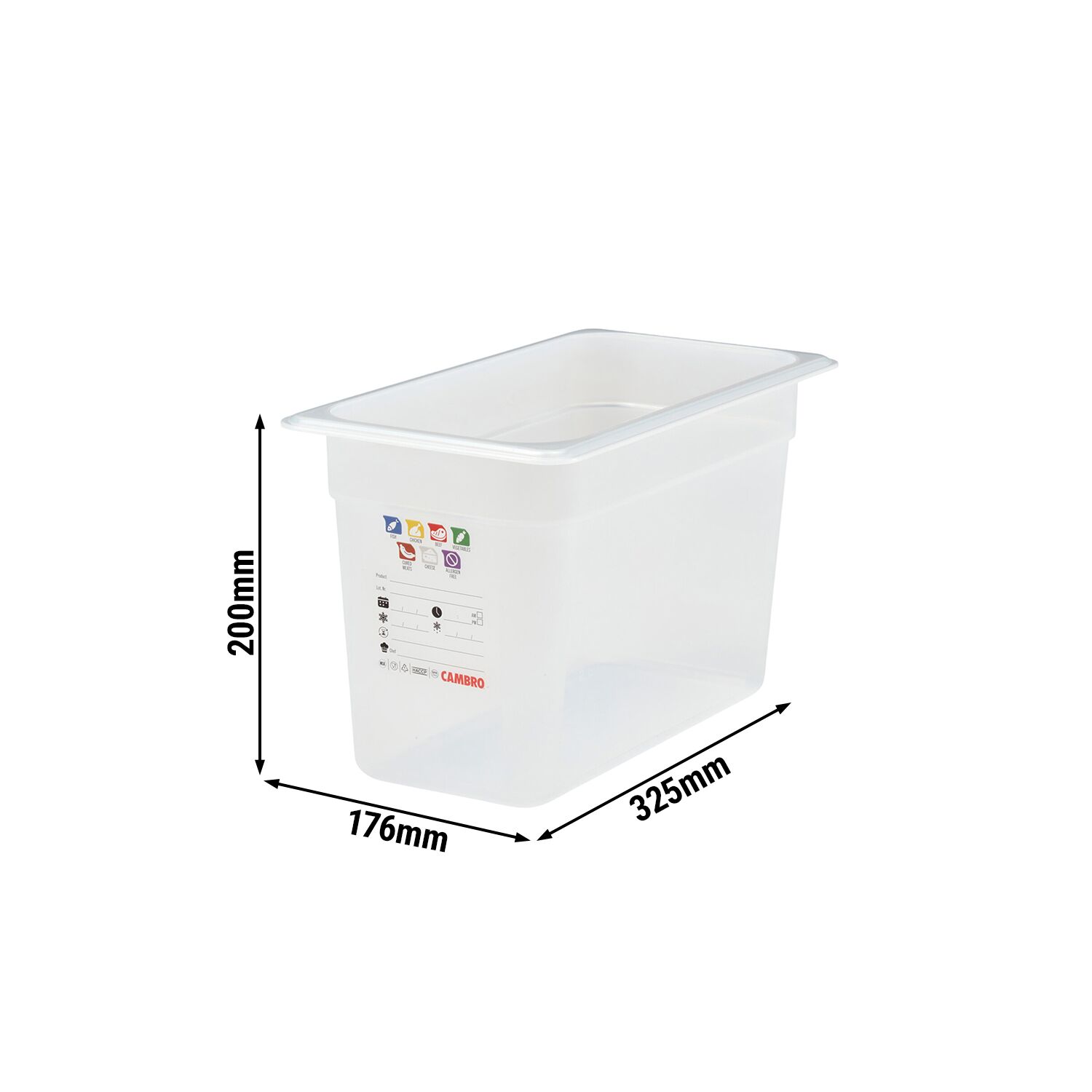 (6 pièces) CAMBRO | SafeTrak - Récipients en polypropylène GN 1/3 - laiteux - Hauteur : 200mm