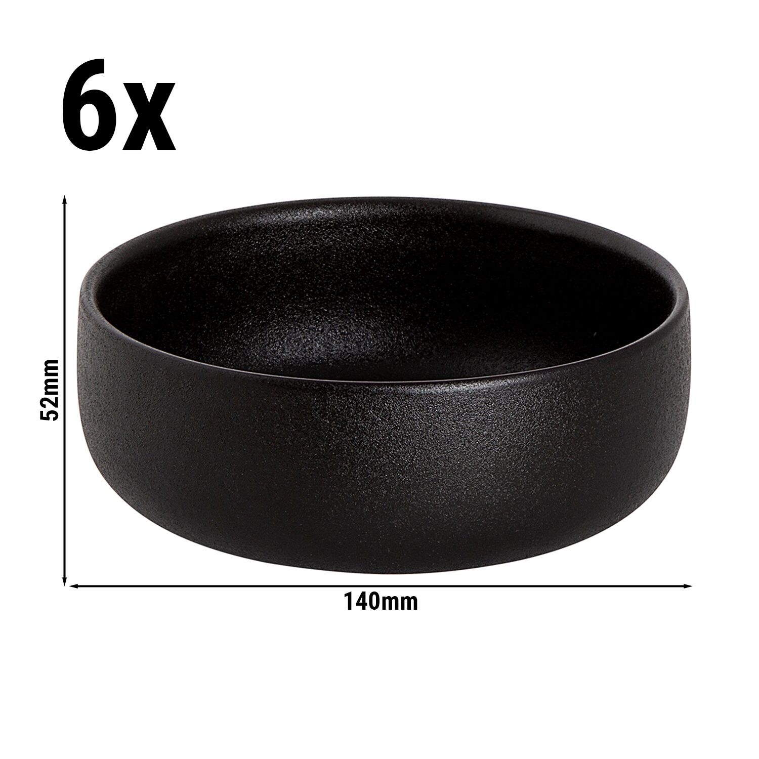 (6 pcs) Coupe - Universe - Porcelaine - 650ml - Noir mat
