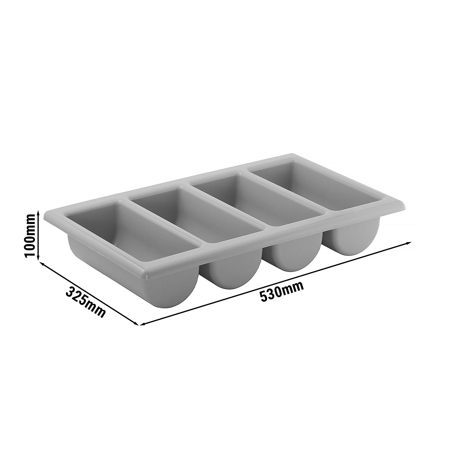 (6 Pièces) Bac à Couverts GN 1/1 - 530 x 325 mm - Polypropylène - 4 Compartiments