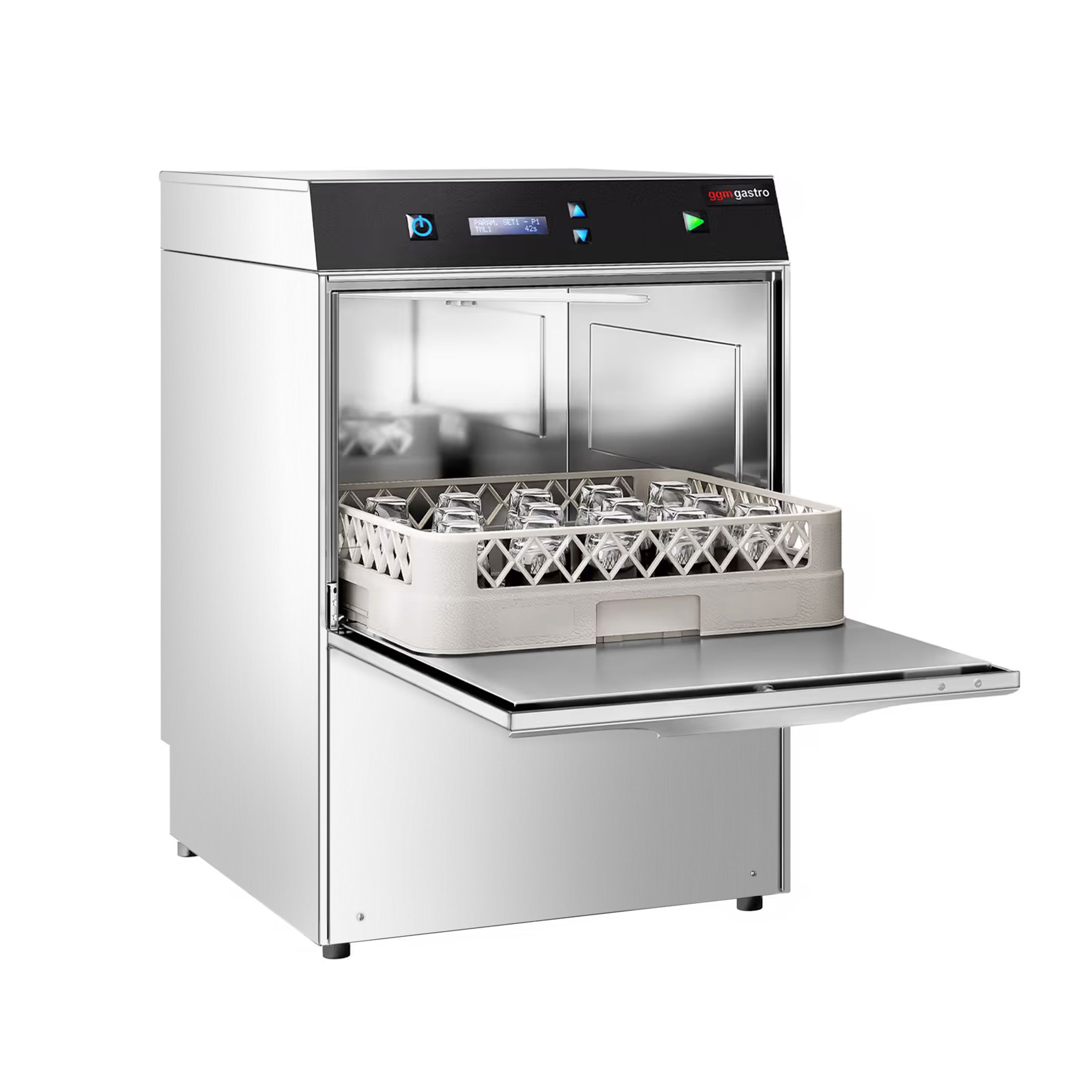 Lave-verres professionnel à double paroi - Mécanique - 2,97kW - avec pompes à détergent, de liquide de rinçage et de vidange