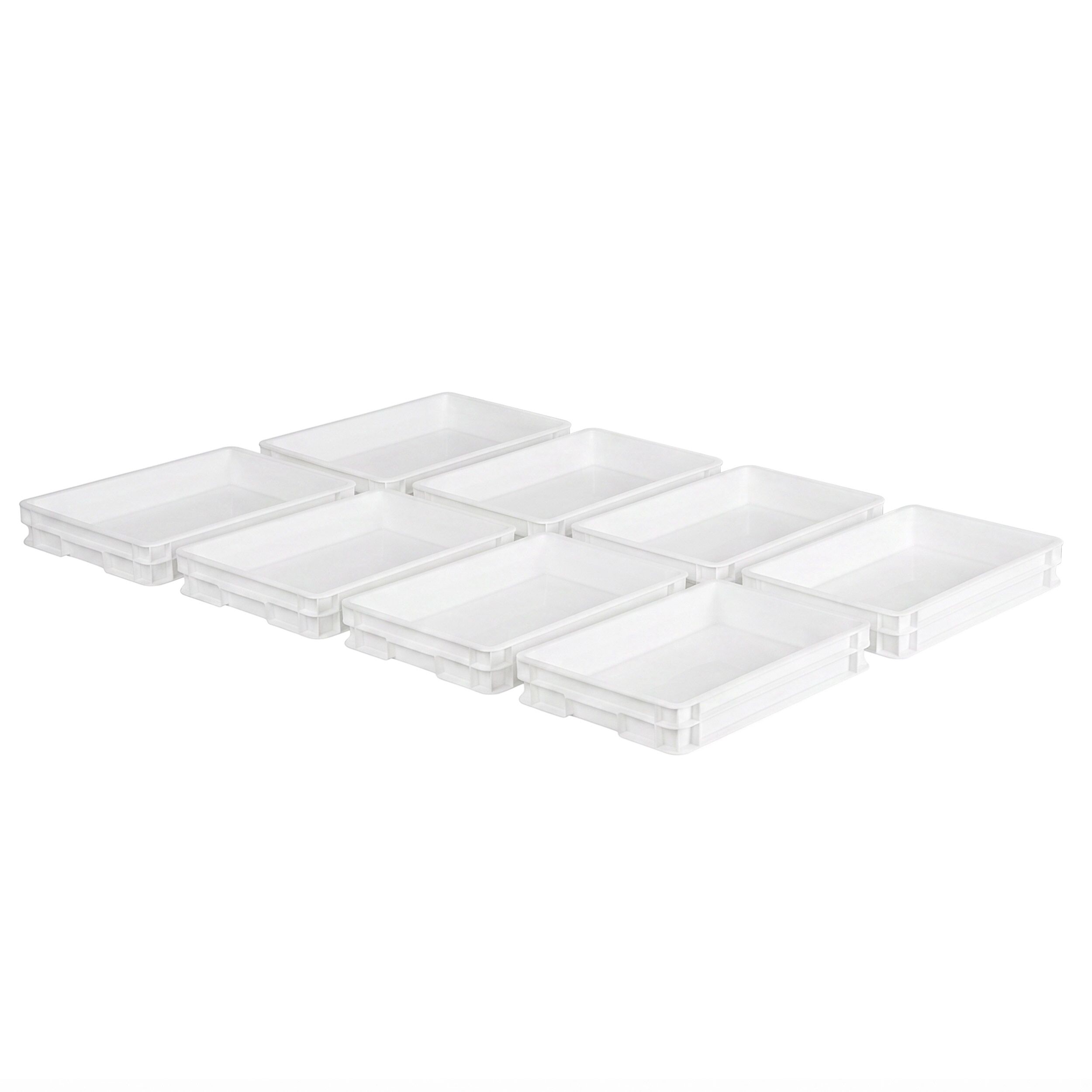 (8 pcs) Bac à Pâte à Pizza - 600x400mm - Hauteur: 70mm - Polypropylène - Blanc