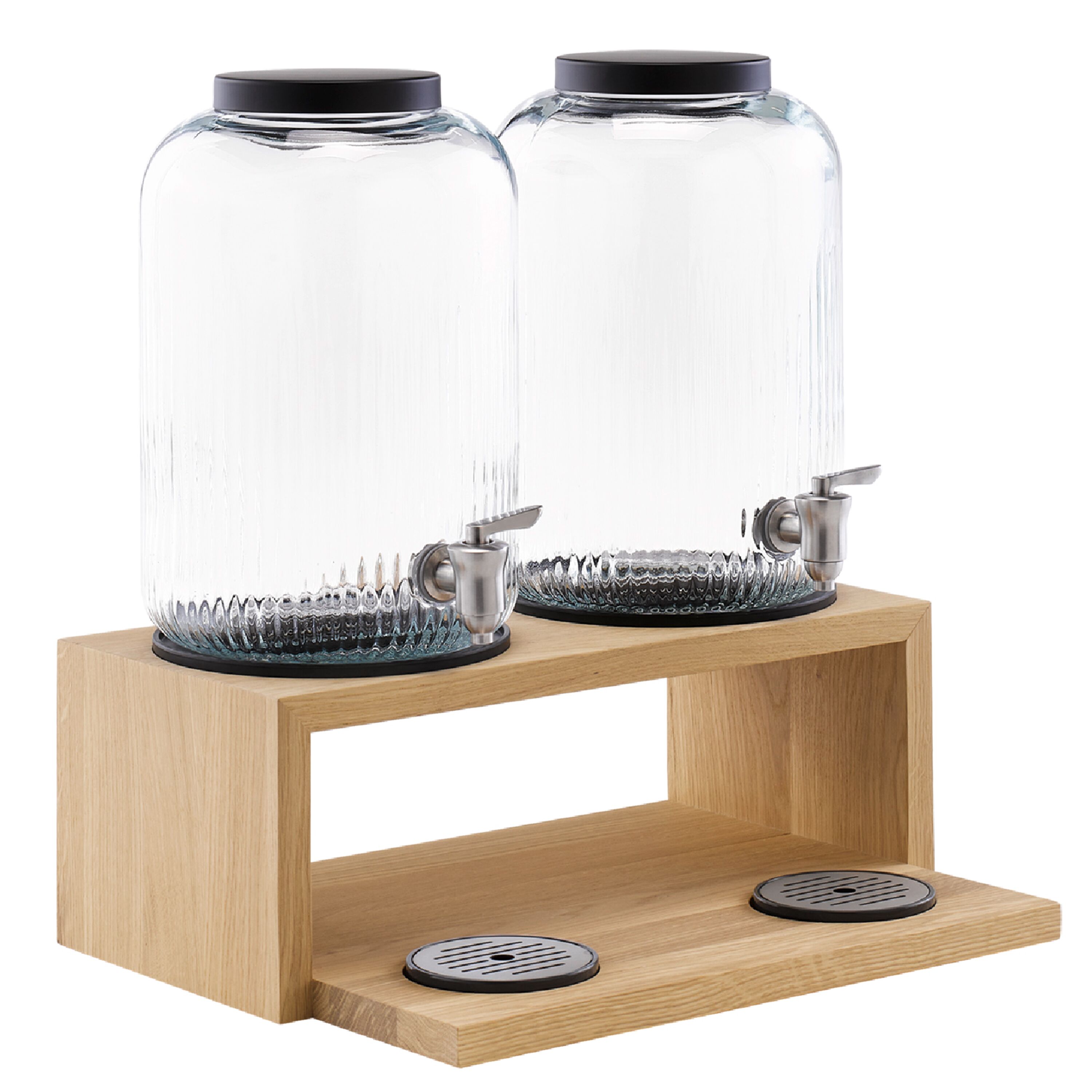 Distributeur de boissons - VALO - Set en 3 pièces - 2 Récipients en verre avec robinet - 2x 7 Litres - incl. Support