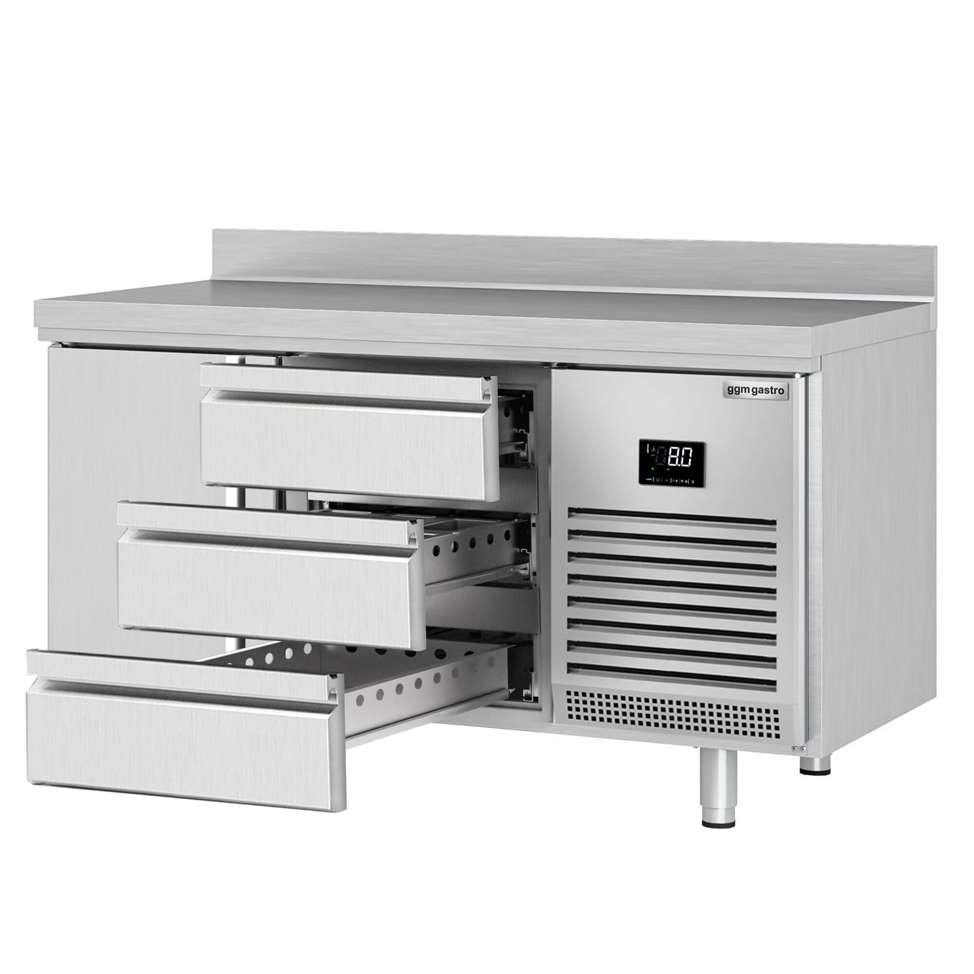 Table réfrigérée Premium PLUS - 1468 x 600 mm - avec 1 porte - 3 tiroirs - avec dosseret