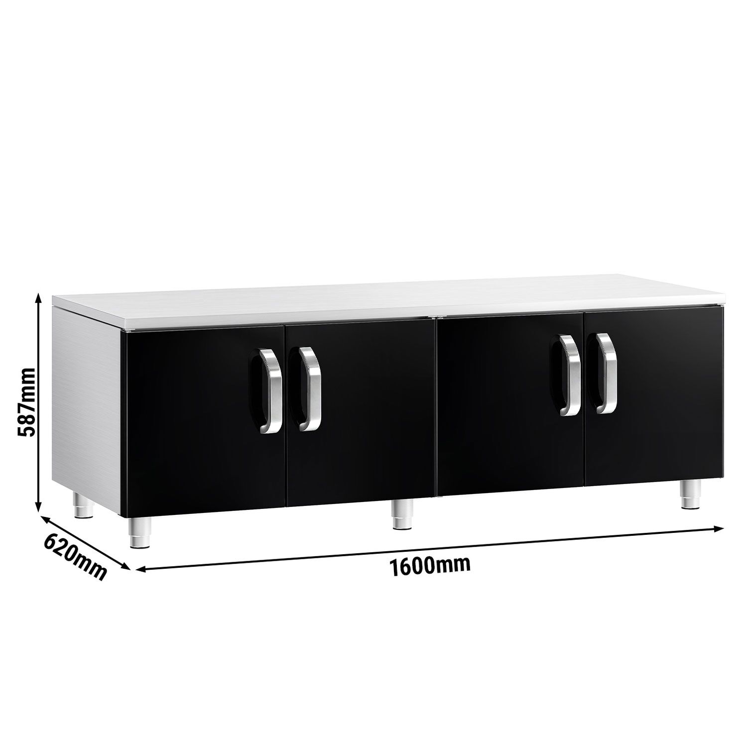 Stainless Steel Substructure - 4 Doors Mario 700 - 1600x620x587mm - Black doors - 4 doors - Series Mario 700