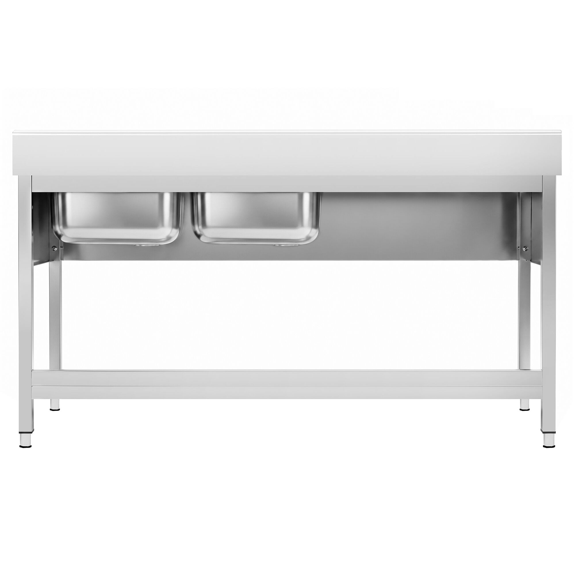 Mesa de lavagem - cuba profunda PREMIUM - 2000x700mm - com prateleira inferior - com 2 cuba(s) à direita
