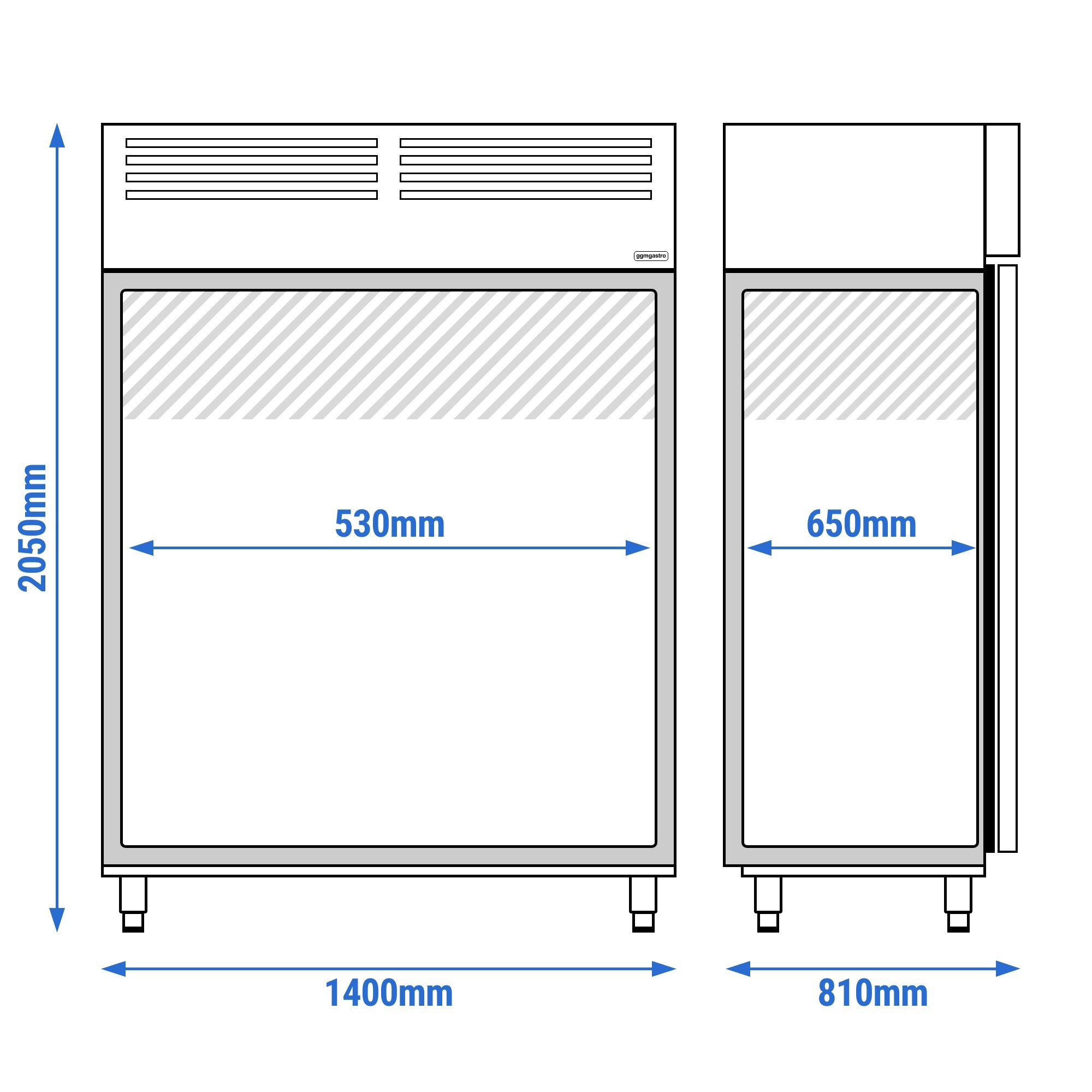 Armoire réfrigérée vitrée négative en acier inoxydable PREMIUM - GN 2/1 - 1400 L - avec 2 portes vitrées