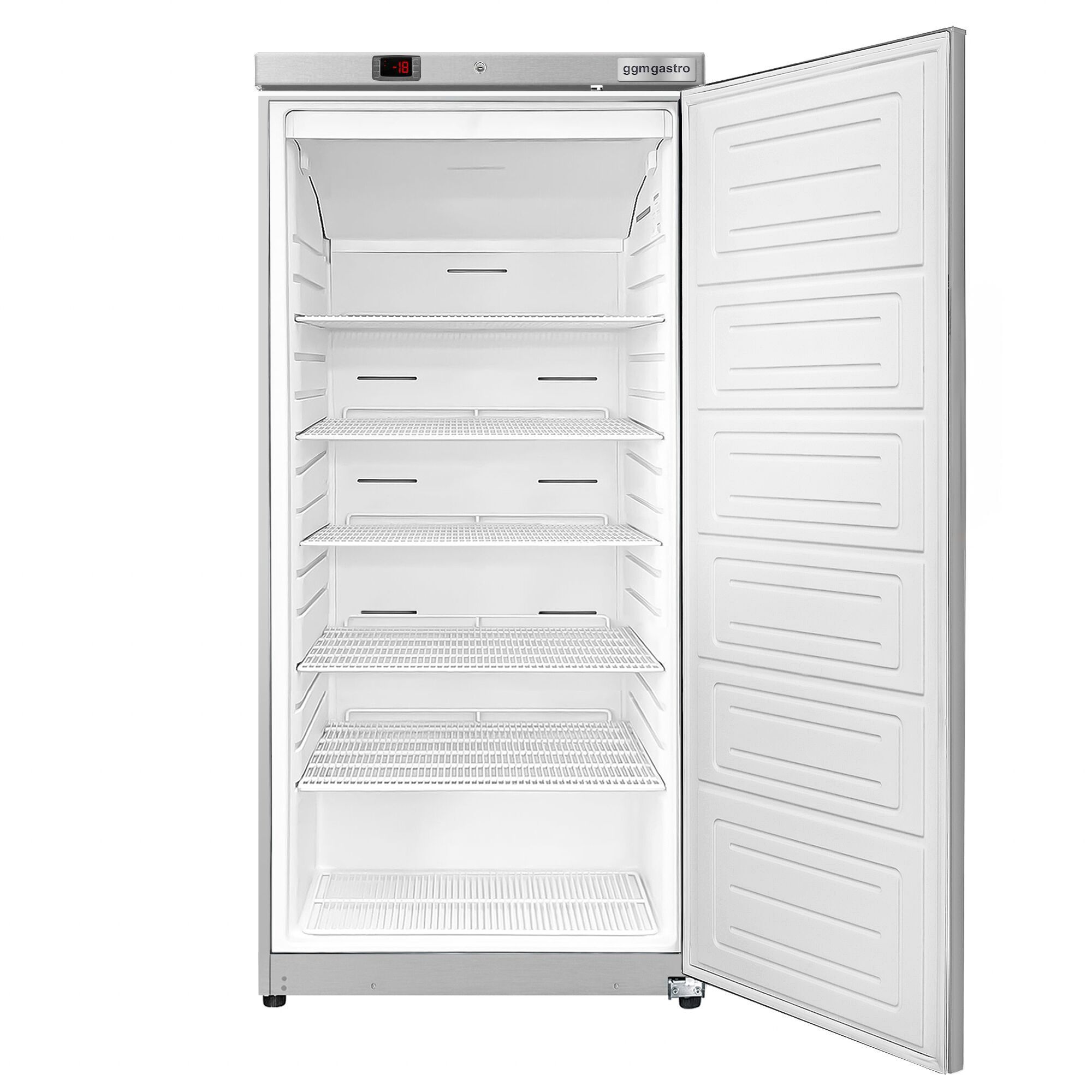 Congélateur de stockage inox ECO – 600 litres – avec 1 porte et 11 paniers – intérieur de la porte en plastique