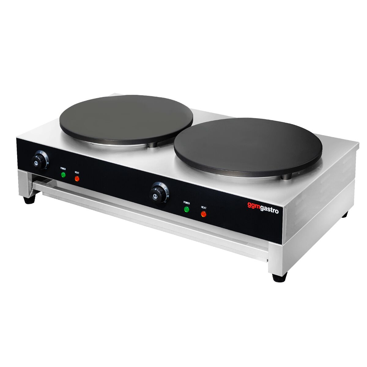 Table de préparation – 1210 mm – 1 porte & 2 tiroirs – pour 9 bacs GN 1/6 – incl. appareil à crêpes avec 2 plaques