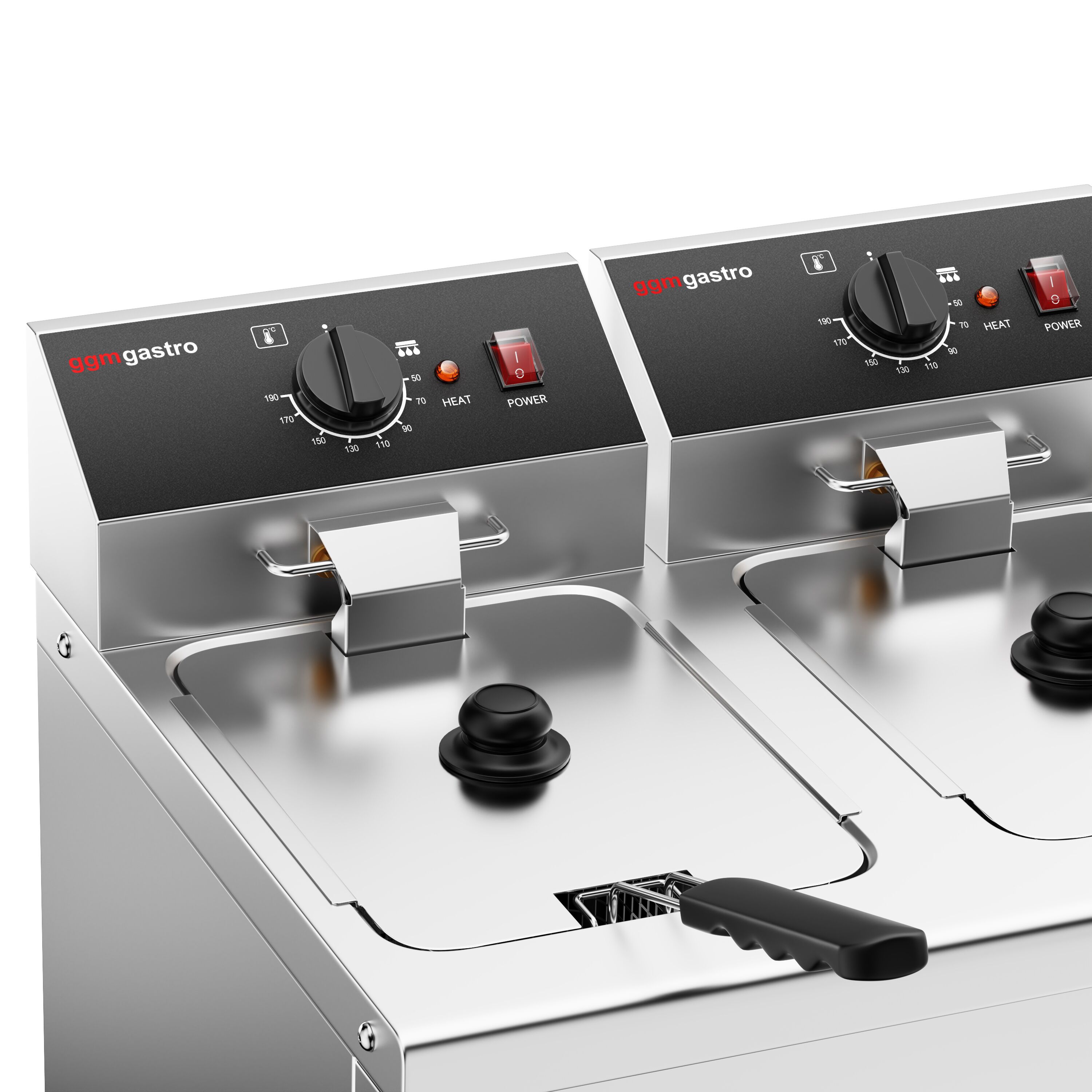 Friteuse électrique double – 8+8 litres – 6,5 kW – avec robinet de vidange