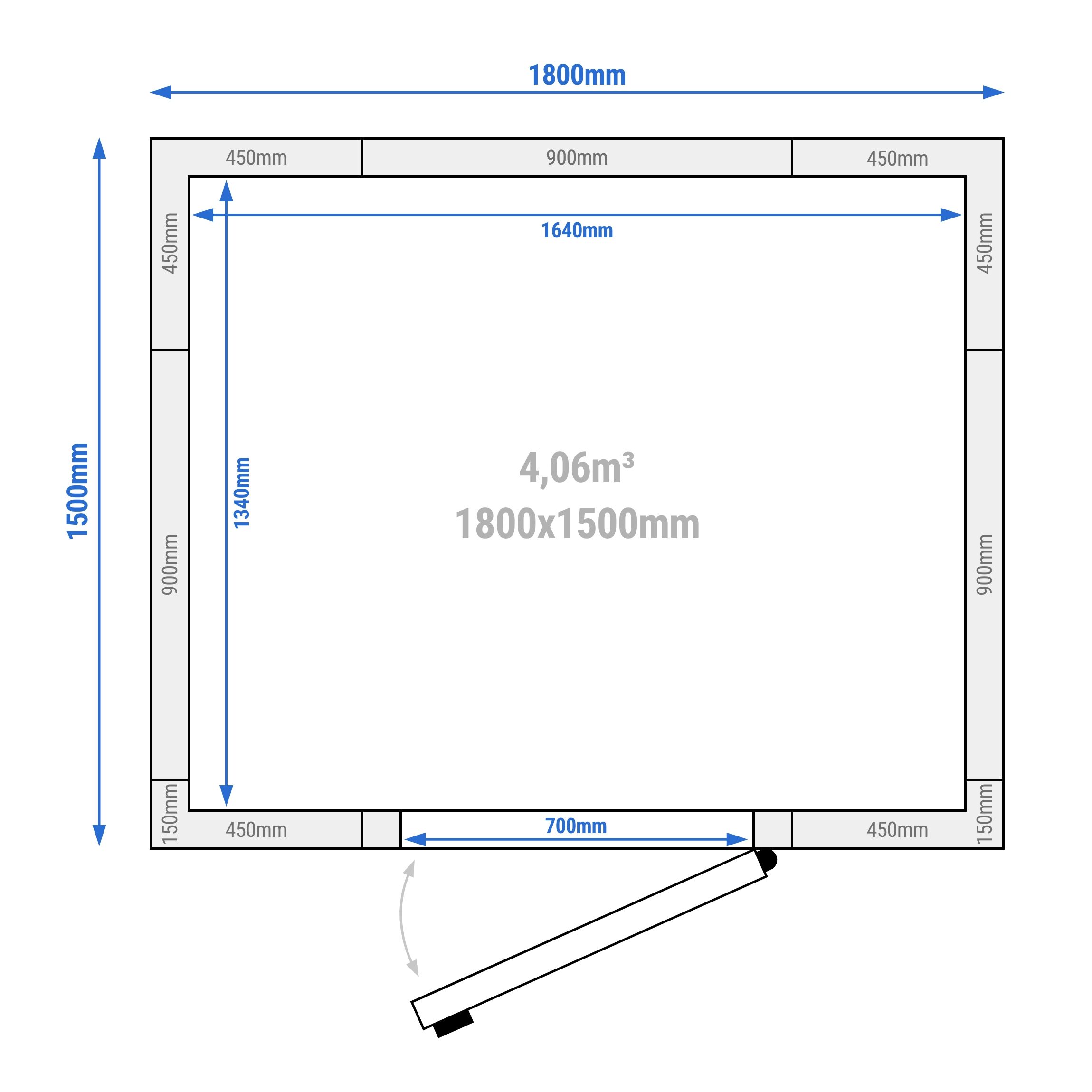 Chambre froide - 1800 x 1500 mm - 4,06 m³