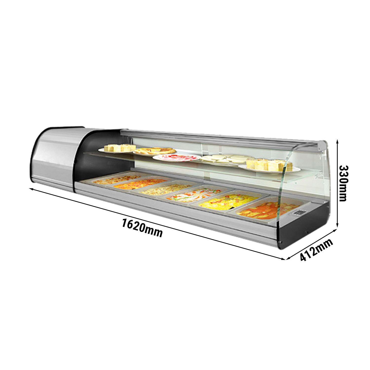 Vitrine à tapas réfrigérée PREMIUM PLUS - 1620x330/412mm - 6x GN 1/3
