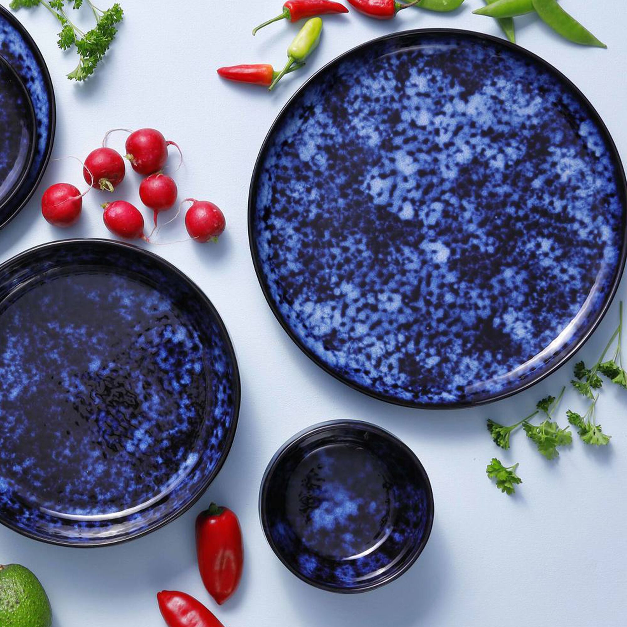 (4 pcs) Coupe - BAMA BLUE - Grès (stoneware) - Ø 120mm - Bleu