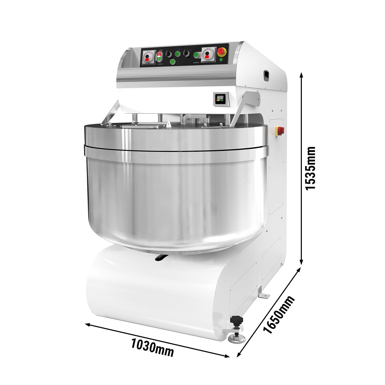 Commercial Spiral Dough Mixer - 368L / 250kg - Twin Speed - Fixed Head & Bowl - with Timer - 400V 3‑Phase - Twin Motor Drive - For Pizza & Bread Dough