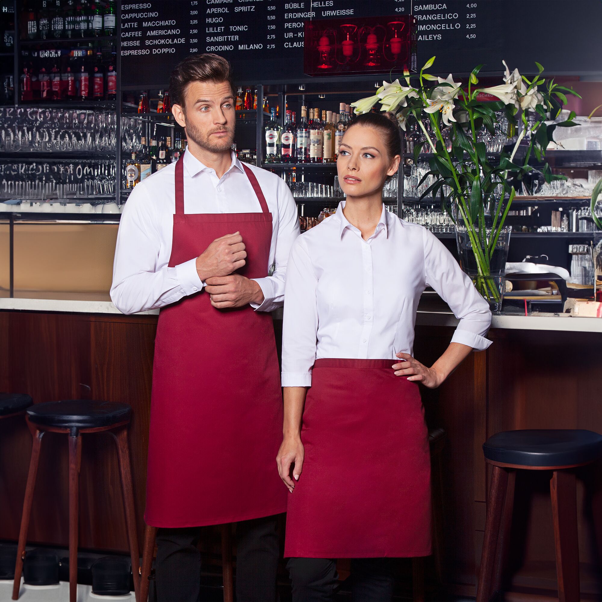 KARLOWSKY | Bib Apron Basic – Bordeaux - 750×1000 mm - Fixed Neck Strap 600 mm - Polyester