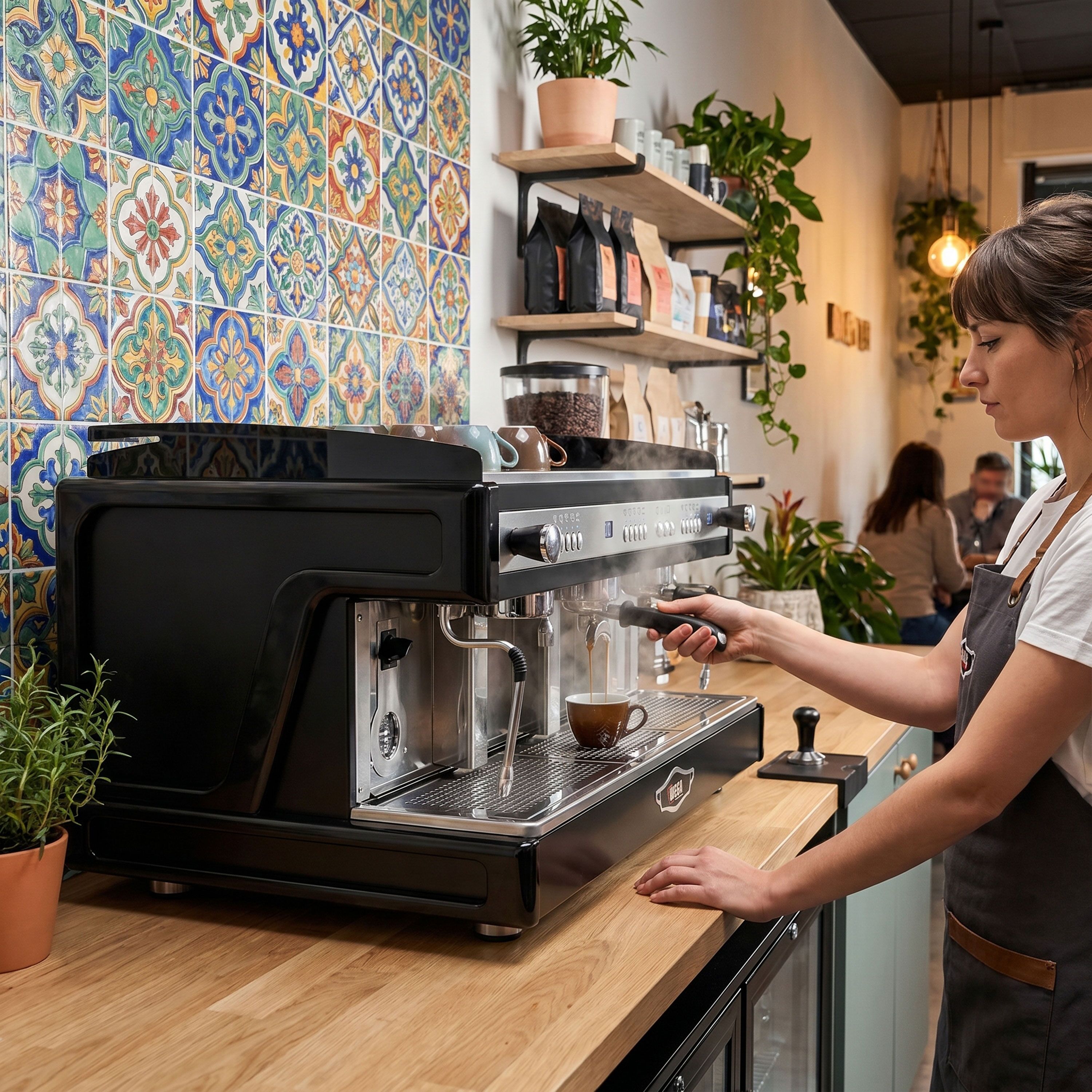 WEGA | Airy – Commercial 3-Group Espresso Machine – 5.6 kW – with 2 Steam Wands & Hot Water – Black