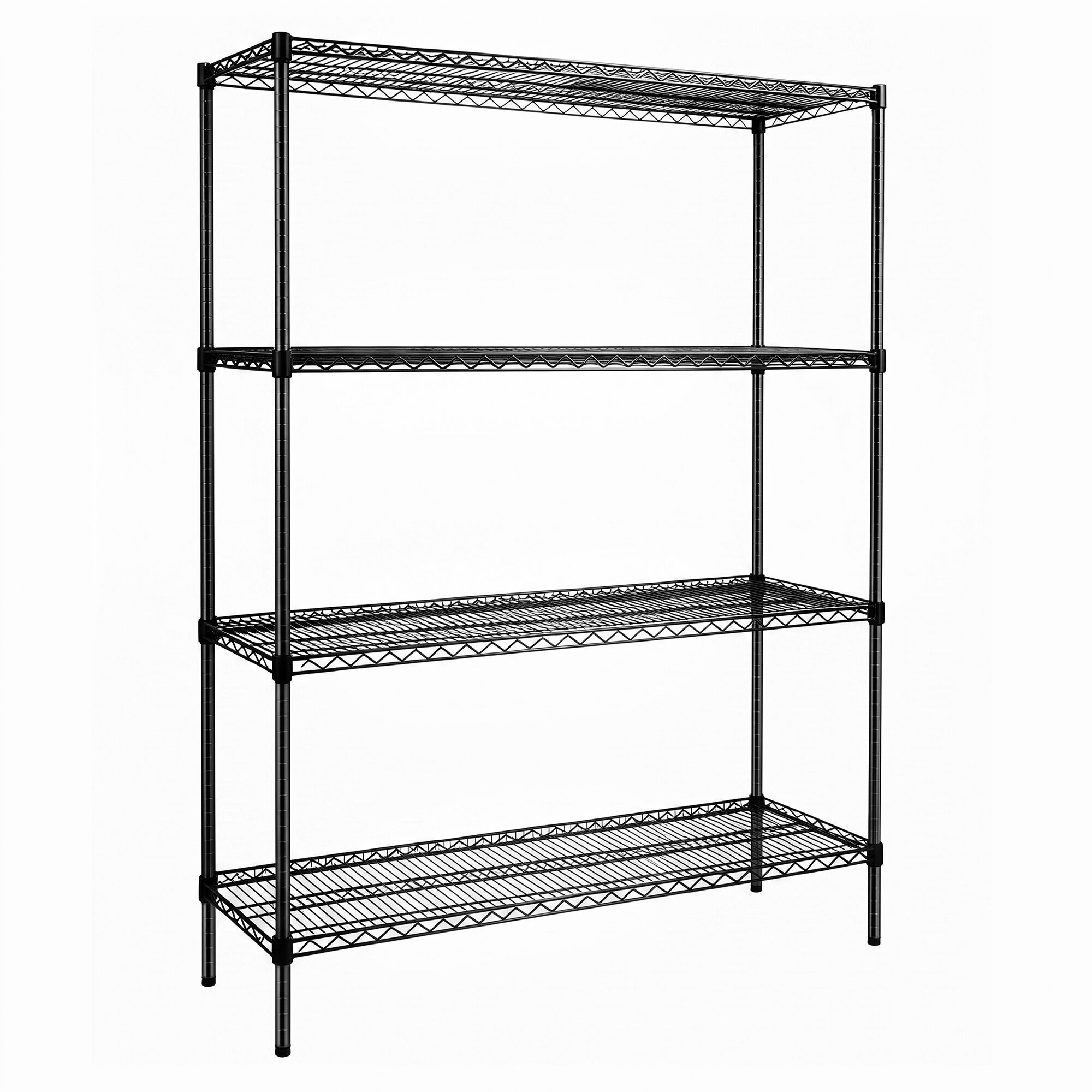 Stalen rek - 1500 x 450 mm - 4 legplanken - Zwart
