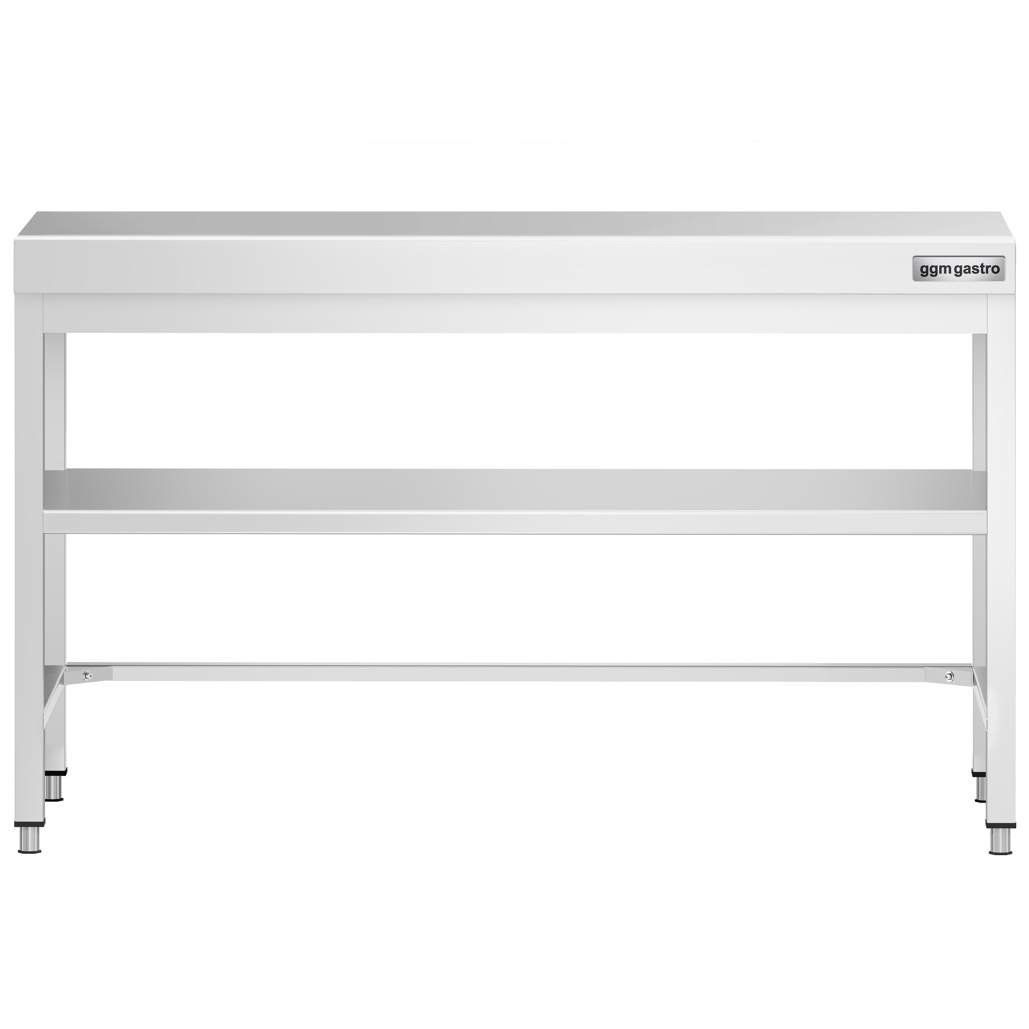 Table de travail en inox PREMIUM – 1400x600 mm – avec tablette inférieure et renforts