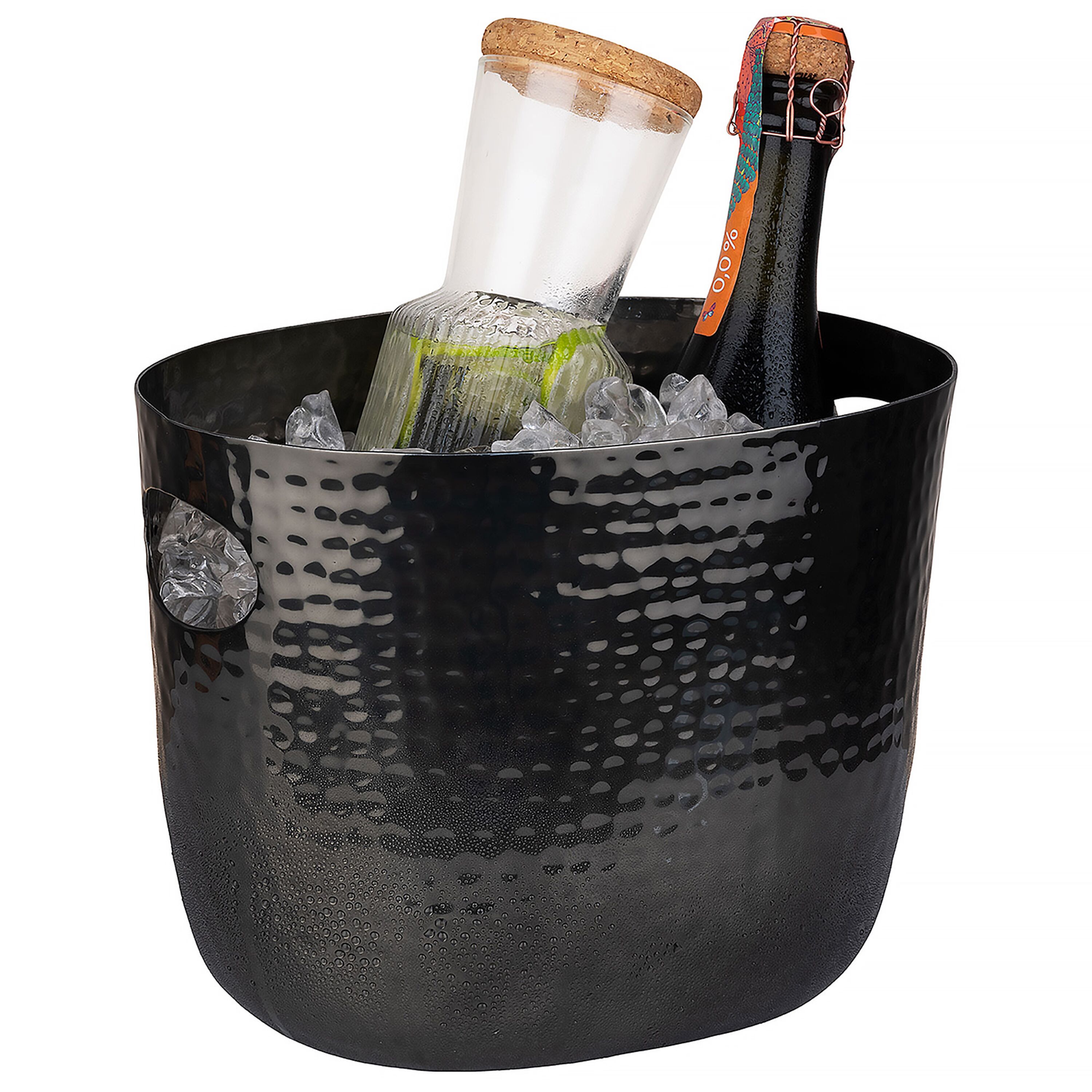 Seau à champagne - Aluminium - 3.9 litres - Noir - avec poignées