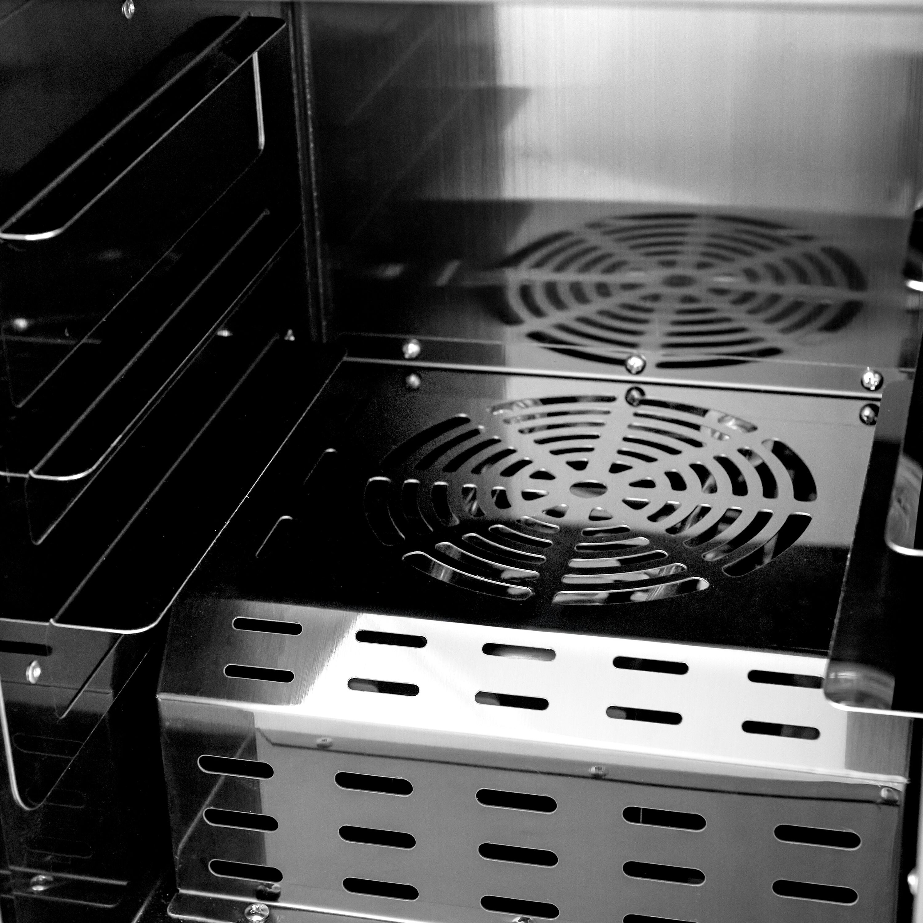 Compact Fumoir électrique professionnel - Commande mécanique - avec 2 étages et porte vitrée - 433x472mm - Noir