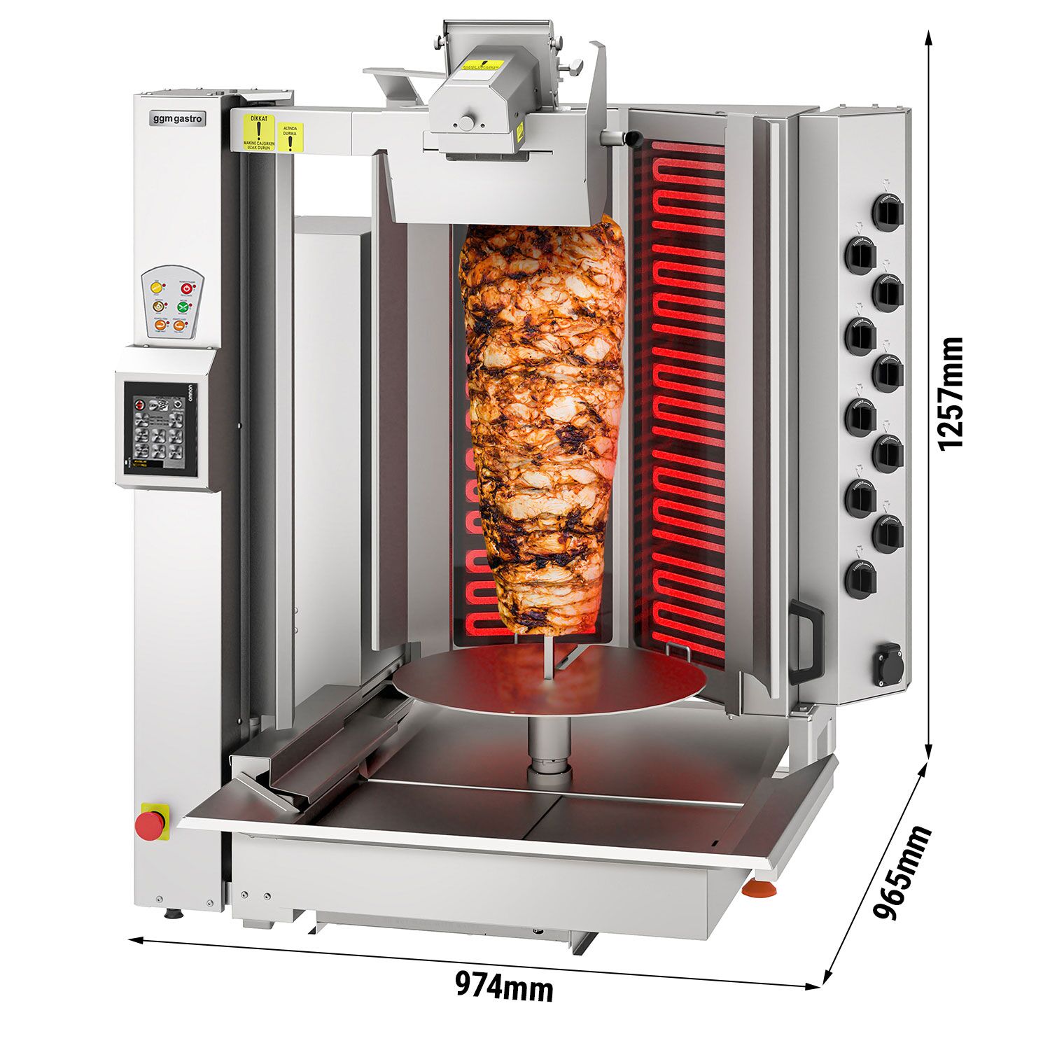 Electric Automatic Doner Kebab Grill - 10 Burner - up to 150kg - 16kW - incl. 1 skewer & grease tray