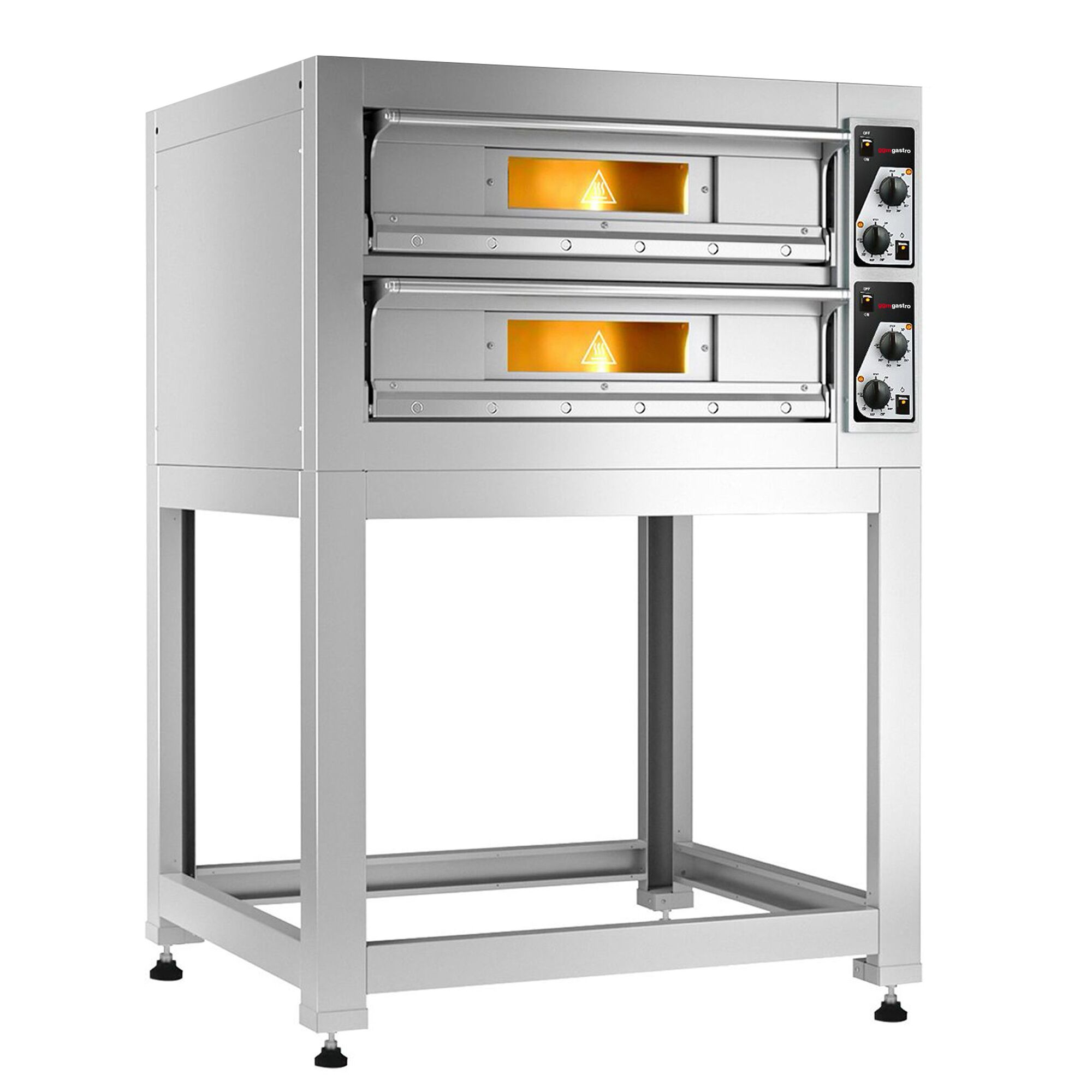 Four à pizza électrique – 4+4 x 33 cm – Manuel – incl. support inférieur