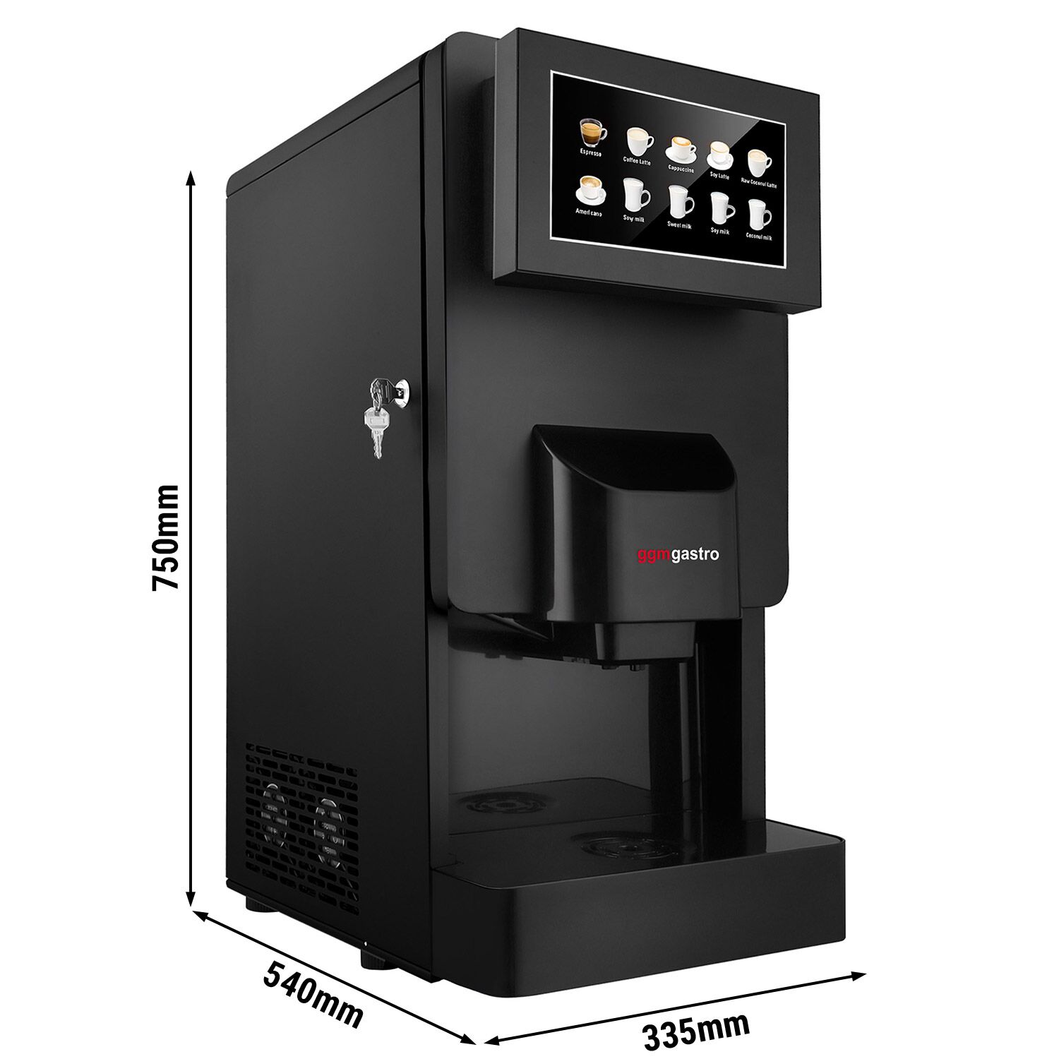 Commercial tabletop instant hot drinks machine, 4 ingredient canisters — 2.0 kW — Touch — Black