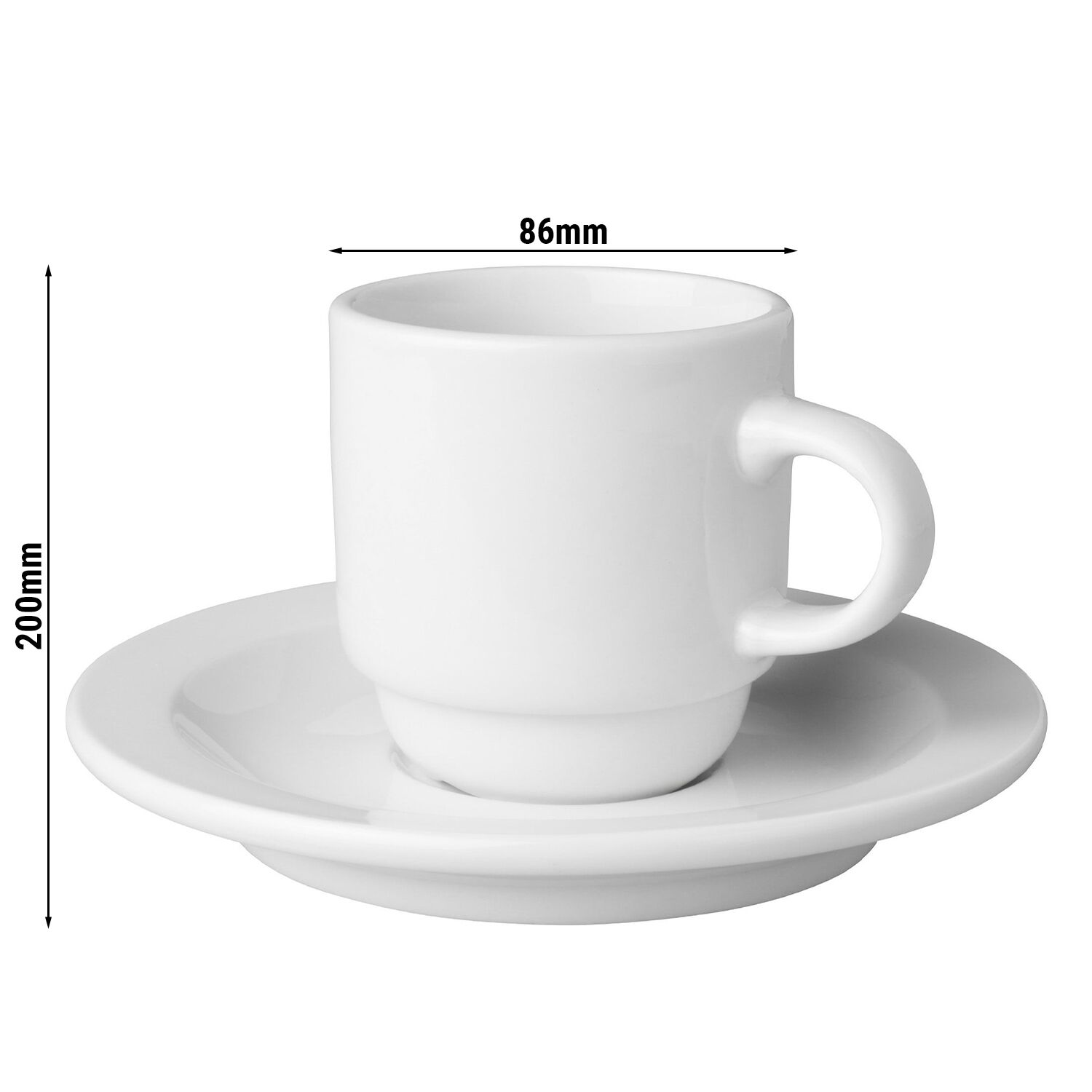 (6 pièces) BUDGETLINE – Tasses à café + soucoupes Mammoet – 140 ml – Blanc