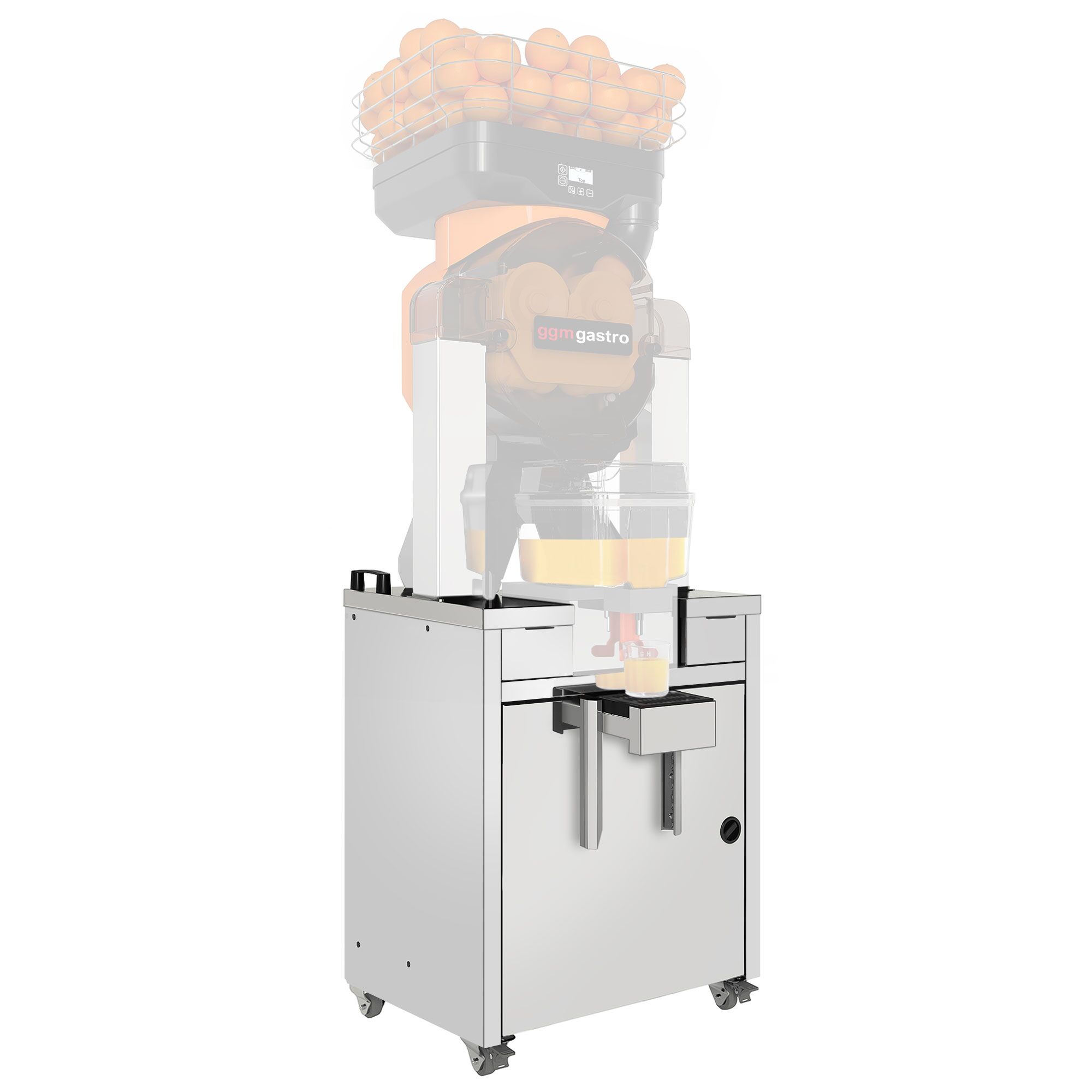 Support fermé pour presse-oranges - "Cooled Dispenser Stand" - à poser - Aluminium - 580x550x830mm - avec roulettes et poignées - pour OFZ2