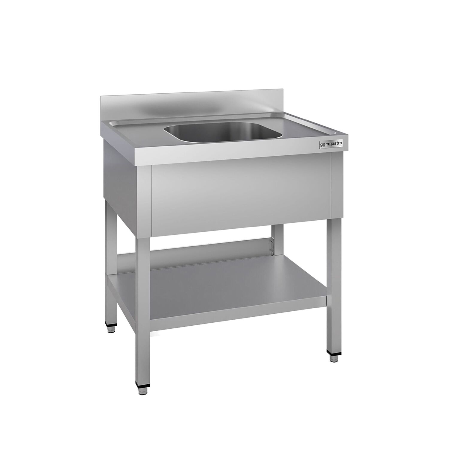 Plonge en inox ECO - 800x700mm - avec étagère basse - 1 bac au centre