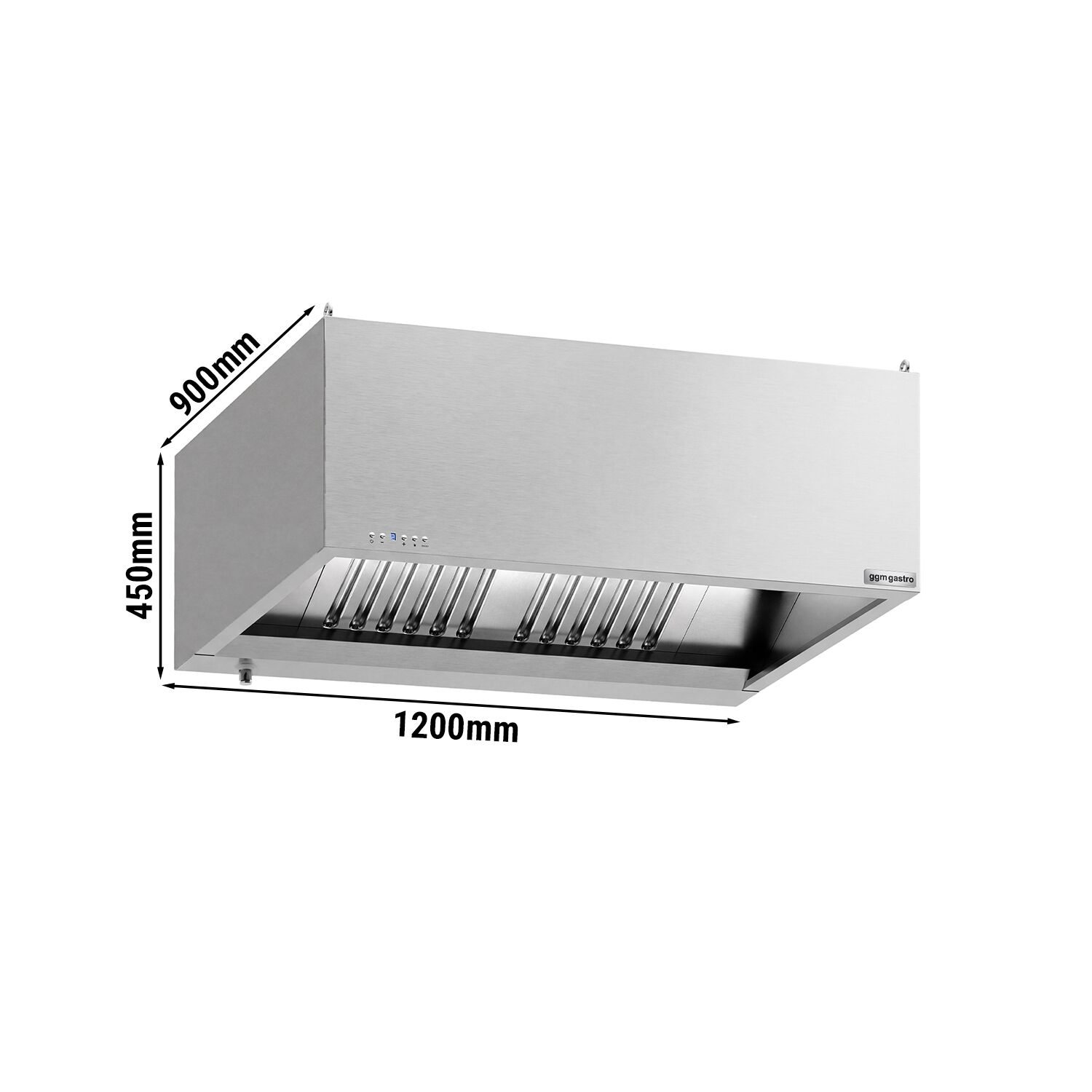 Hotte à adosser professionnelle complète - 1200mm - avec régulateur, filtre & lampe