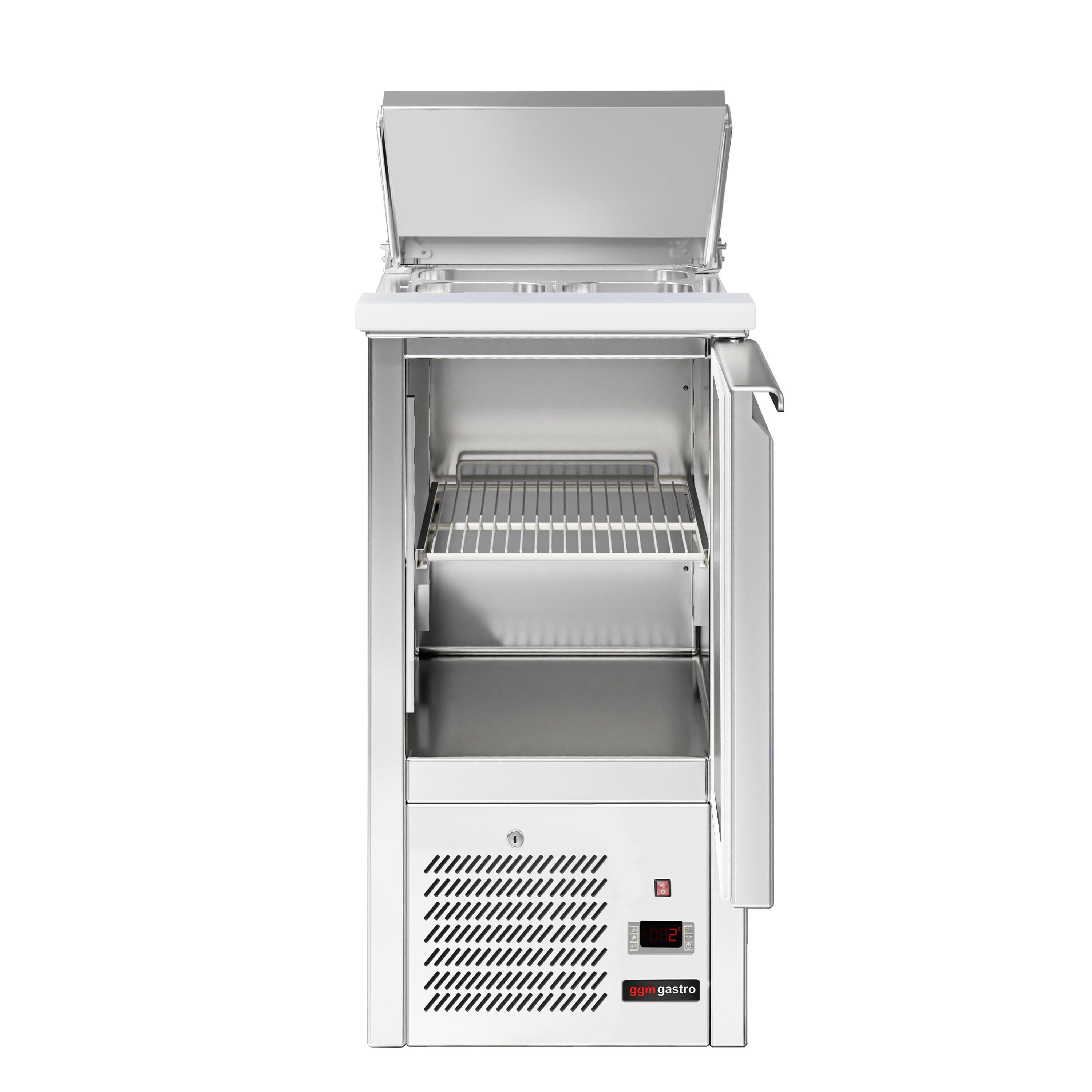 Saladette réfrigérée ECO - 450mm - 102L - 1 porte - avec découpe pour 1x GN 1/1 & Couvercle inox