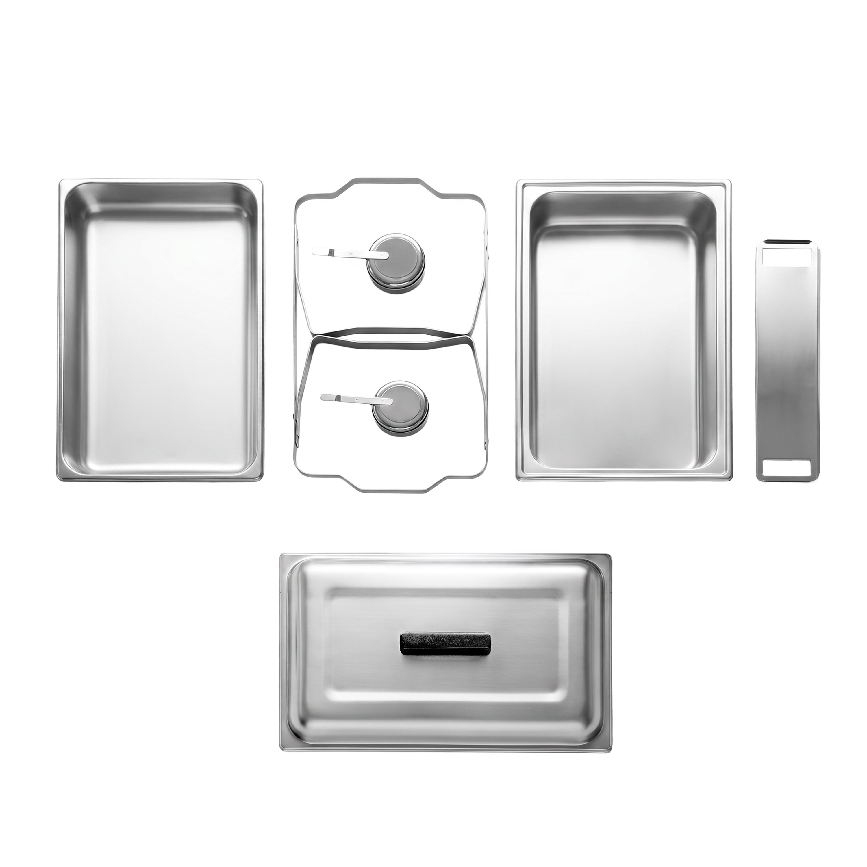 Chafing dish i rostfritt stål - GN 1/1 - med lock - stativ i rostfritt stål