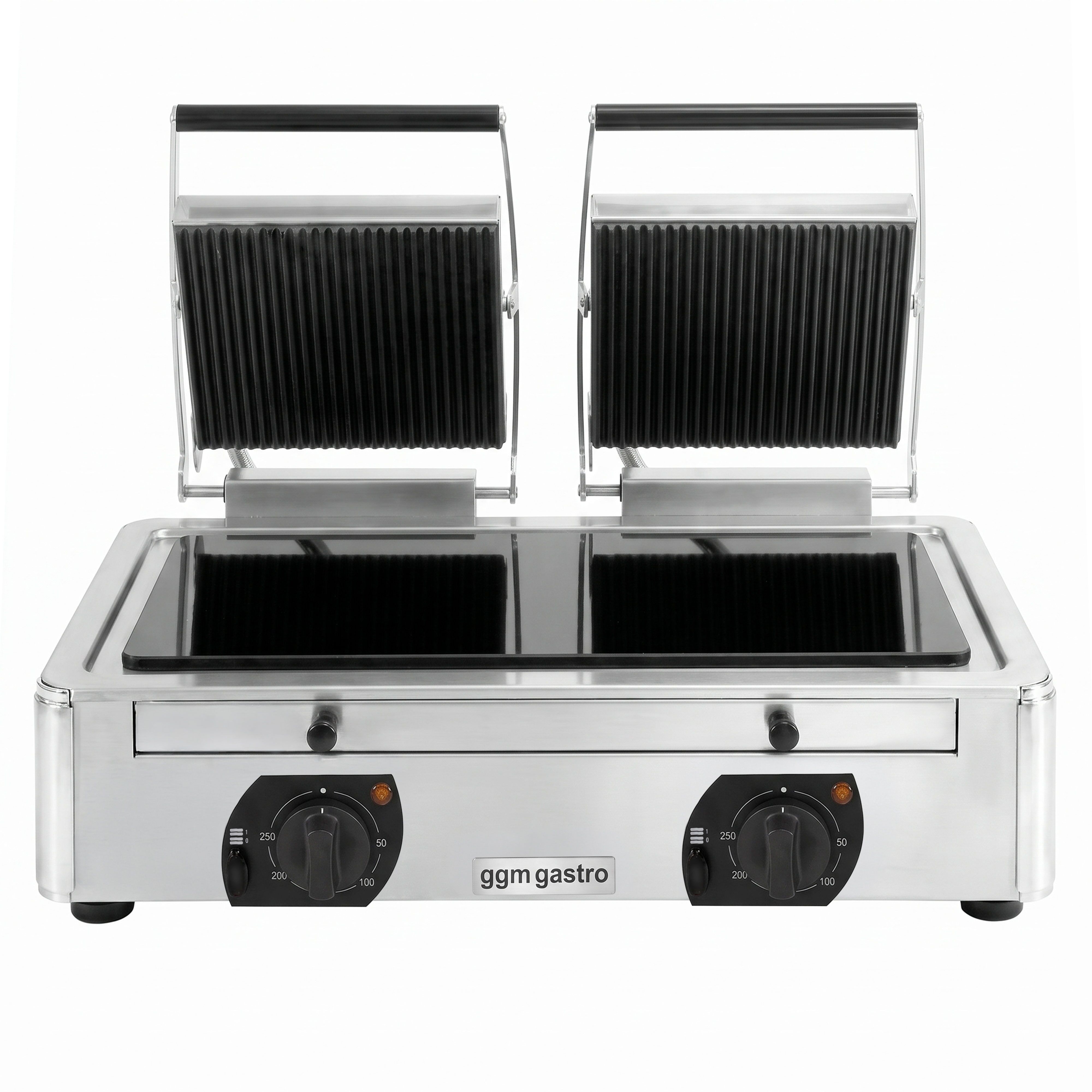 Glass Ceramic Contact Grill – 3.4 kW – Smooth Bottom & Ribbed Top – Grilling Surface: 2 x220x220mm