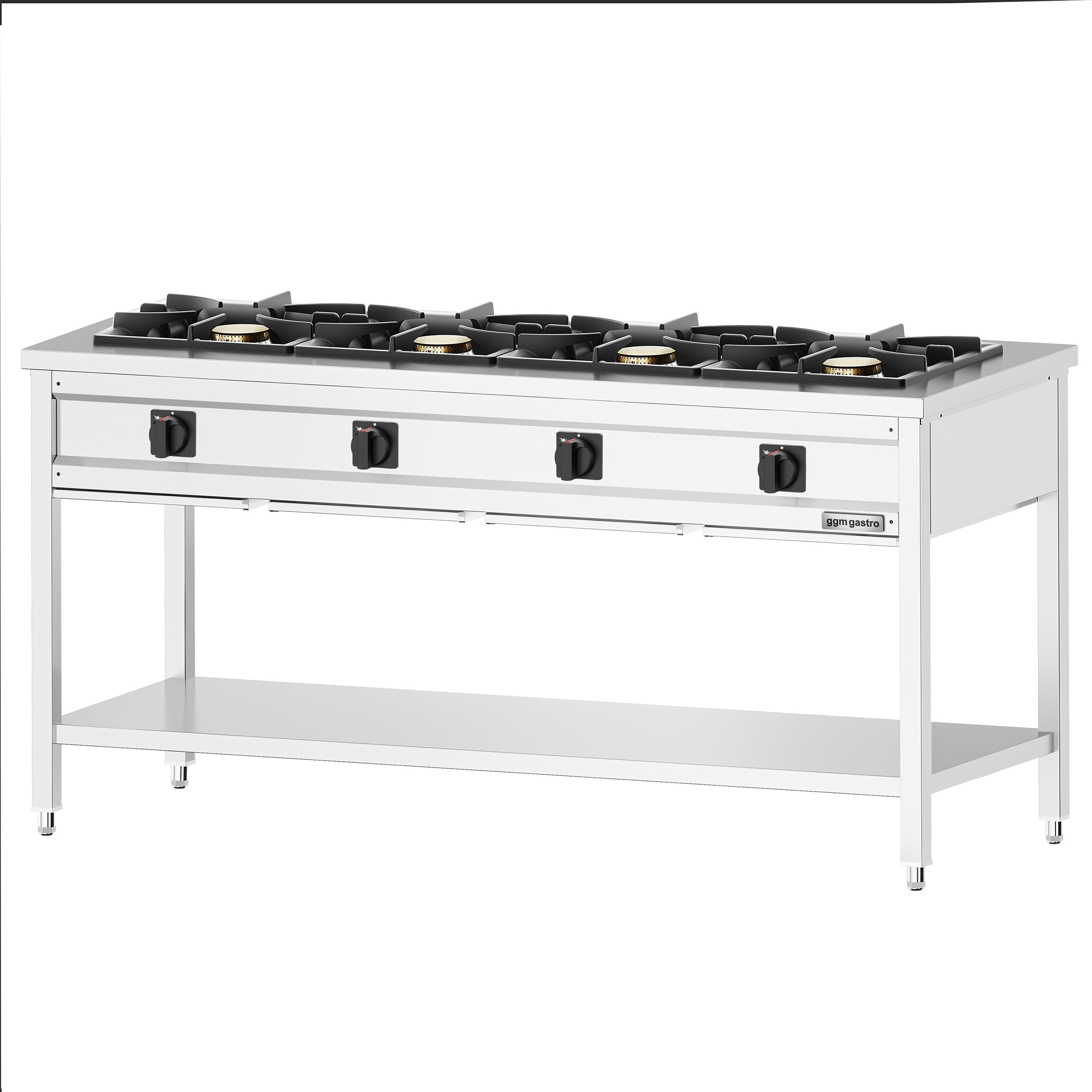 Fourneau à gaz – 34 kW – 4 brûleurs – ouvert avec socle de base & tiroir de récupération