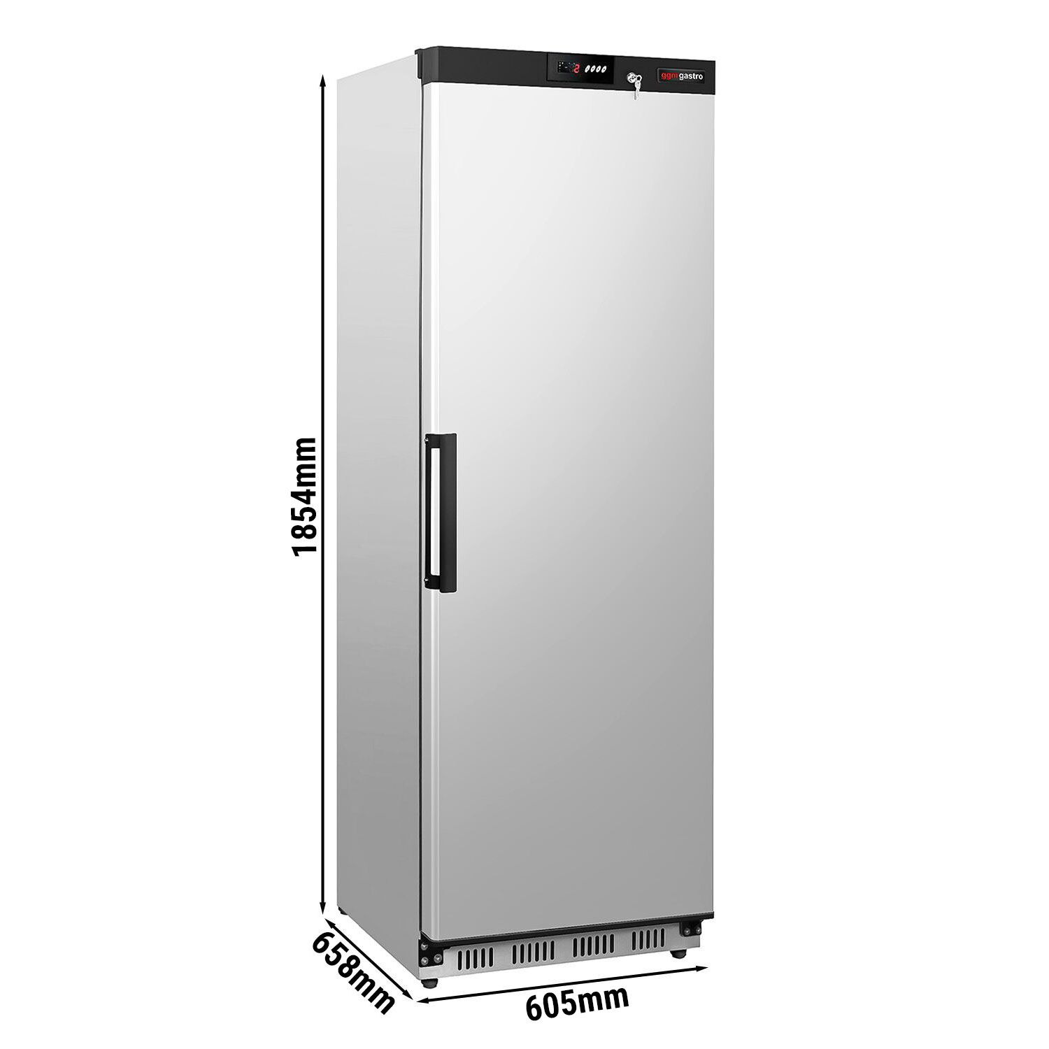Lagerkühlschrank Edelstahl PREMIUM - 400 Liter - mit 1 Tür - Innenseite der Tür aus Kunststoff