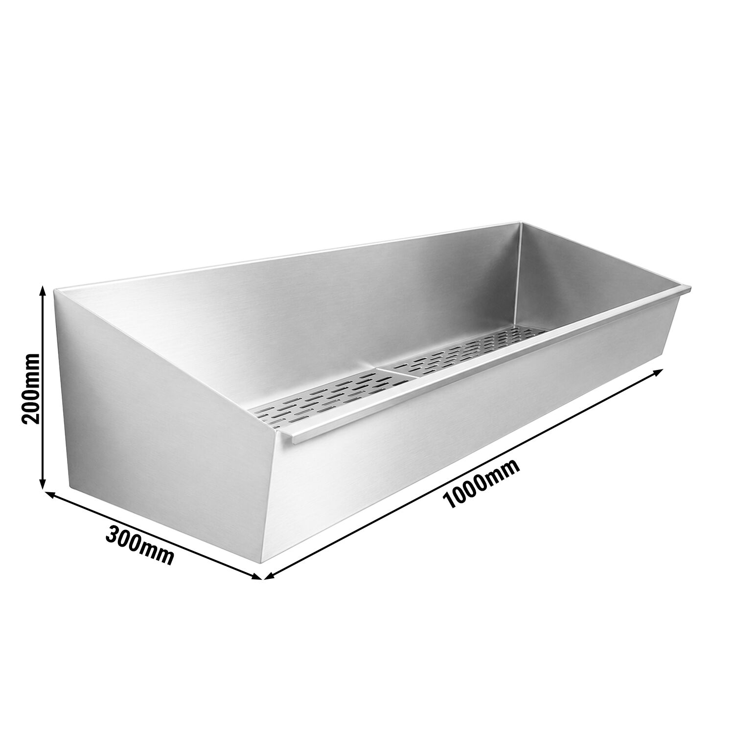 Bac à frites en acier inoxydable - 1000x300mm - avec filtre égouttoir