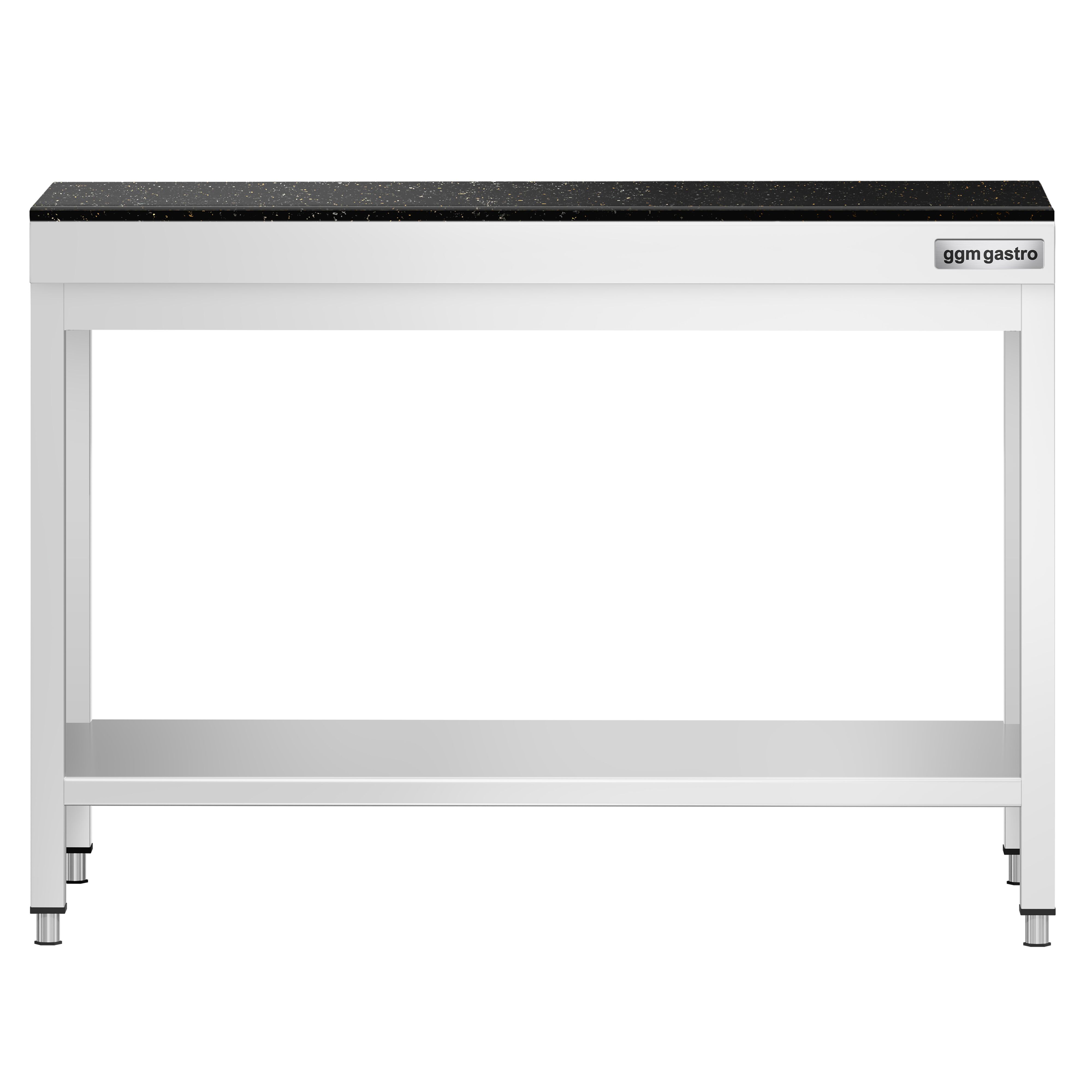 Table de travail inox PREMIUM - 1000 x 600 mm - avec tablette inférieure - incl. Plan de travail en Granit