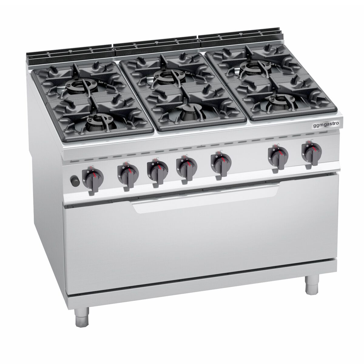 Fourneau à gaz – 53,5 kW – 6 brûleurs – avec four à gaz statique – 12 kW