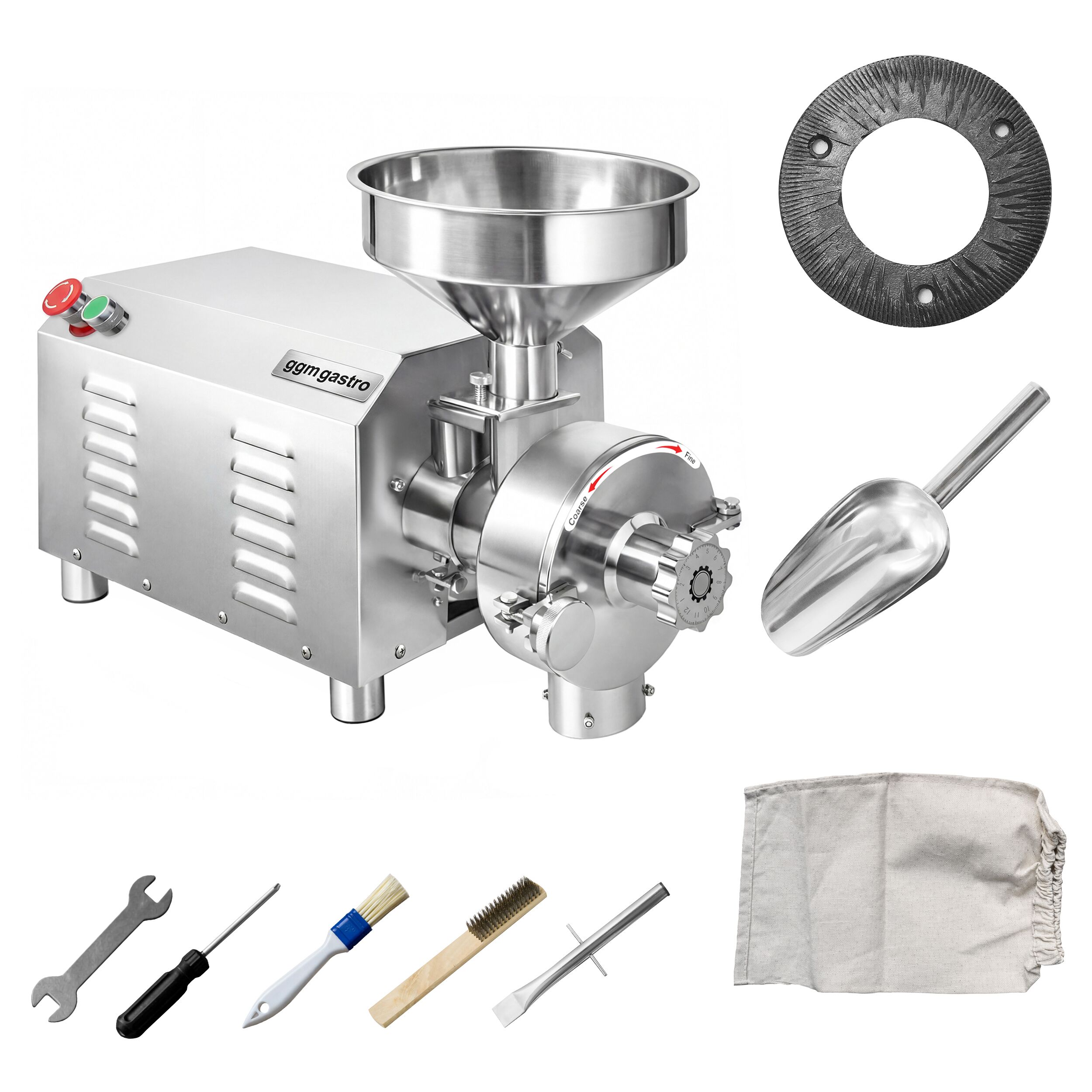 Moulin à céréales électrique Professionnel - 60kg/h - Réglage de finesse en continu - 3kW - 1500tr/min