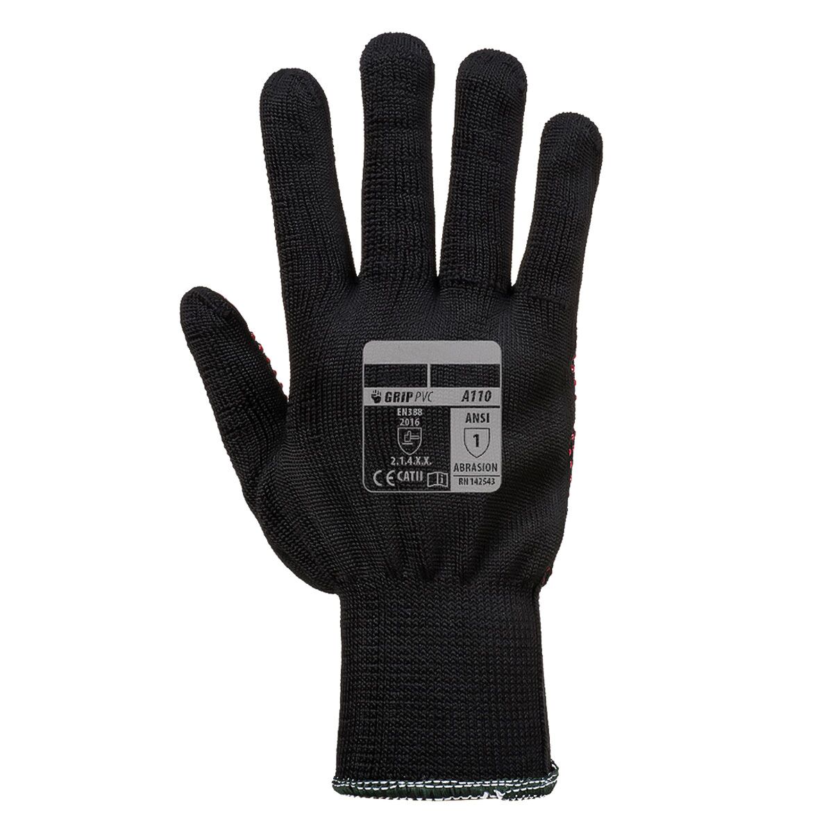 (10 paires) Gants à picots PVC - Noir/Rouge - Taille : L