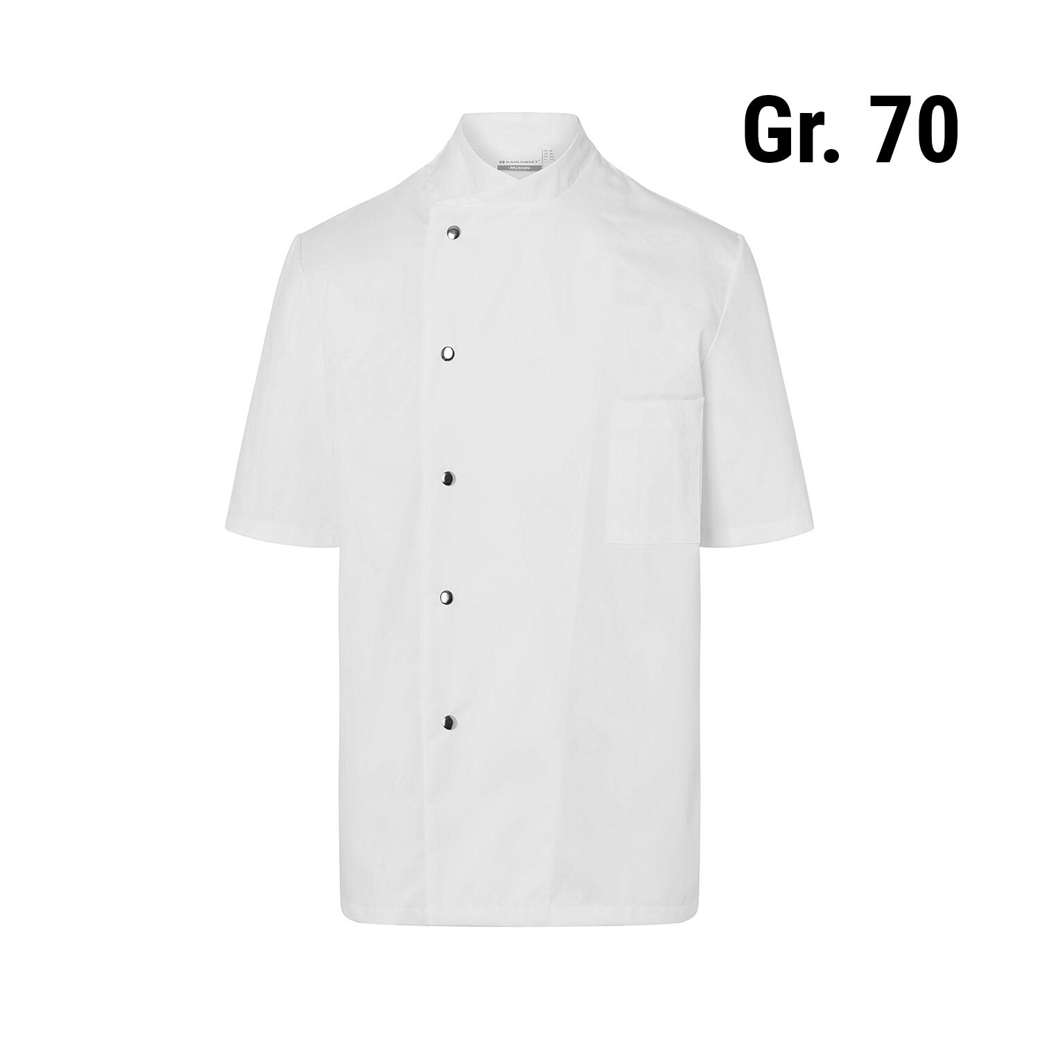 KARLOWSKY | Gustav Men's Chef Jacket – Short Sleeve - White - Size 70 - Press-Stud Closure