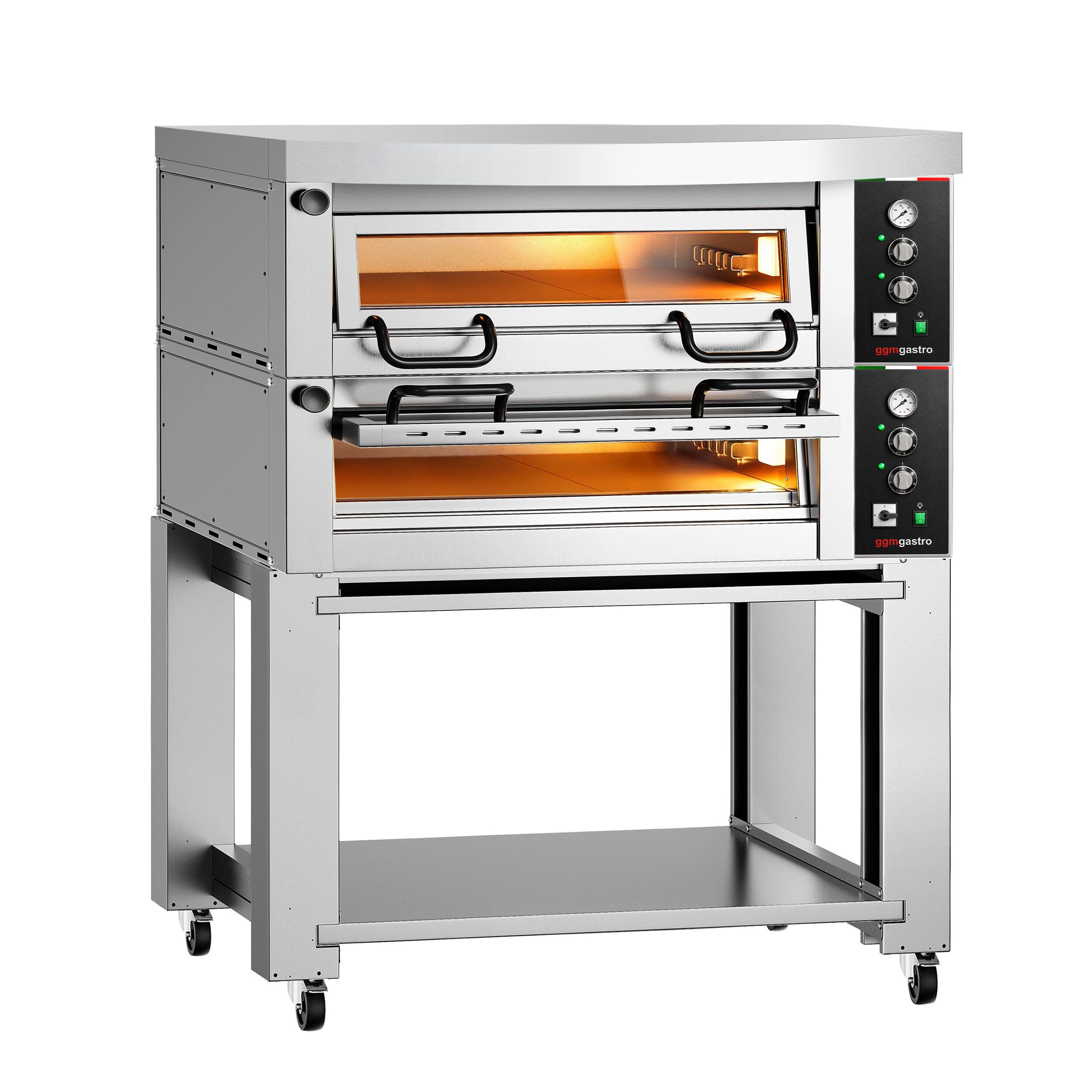 Elektro Pizzaofen Power - 4+4x 34 cm - Manuell - inkl. Haube & Untergestell