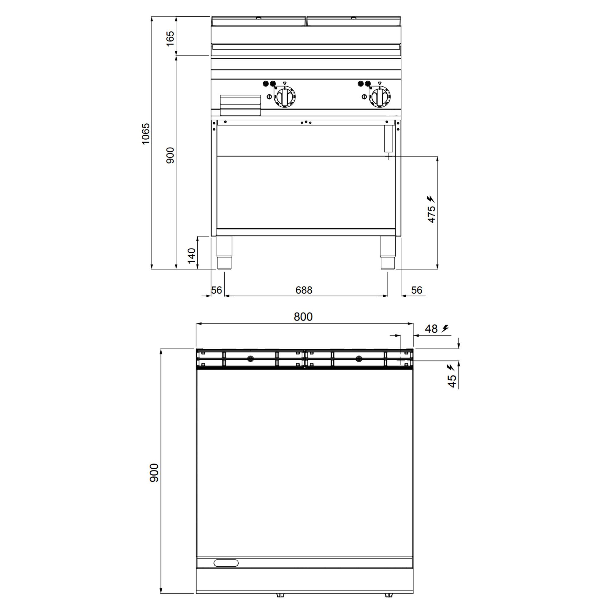 Elektro Bratplatte - 11,4 kW - Glatt - mit glänzendem Finish