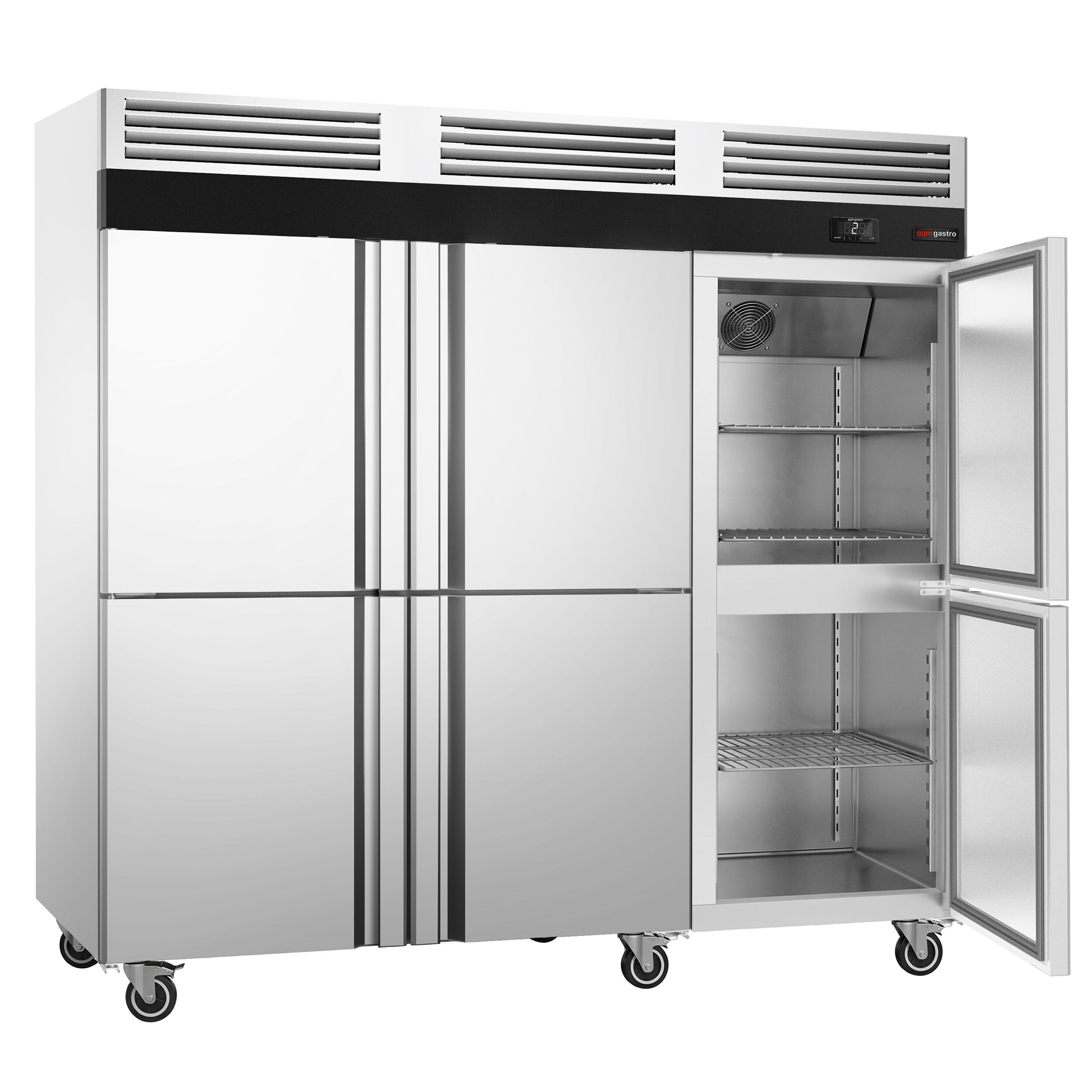 Commercial Upright Fridge – Stainless Steel ECO – GN 1/1 – 2500 Litres – with 6 Half Doors