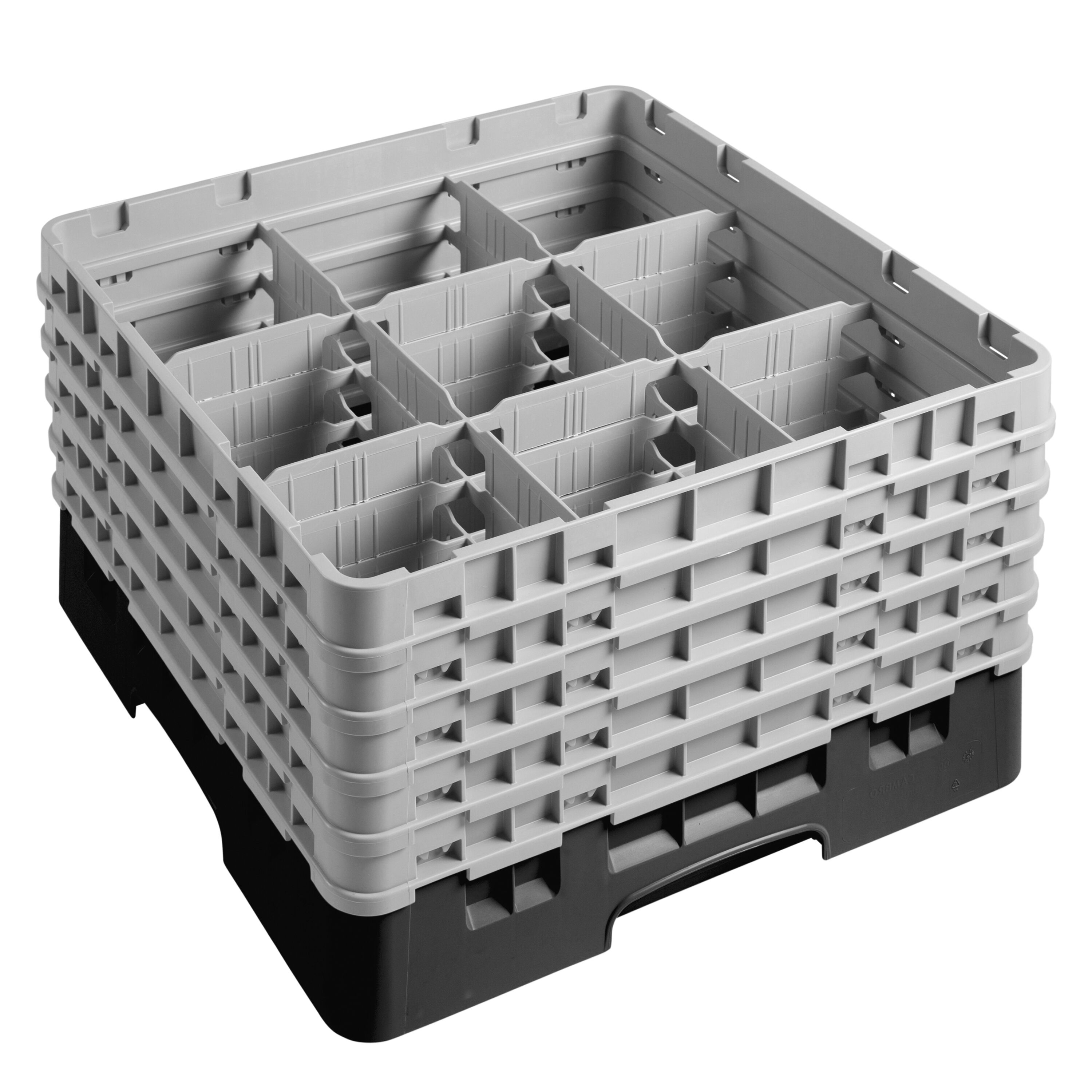 CAMBRO | CAMRACK® Glasswasher Rack – 9-Compartment, 1 Extender – 500×500×308 mm – Black