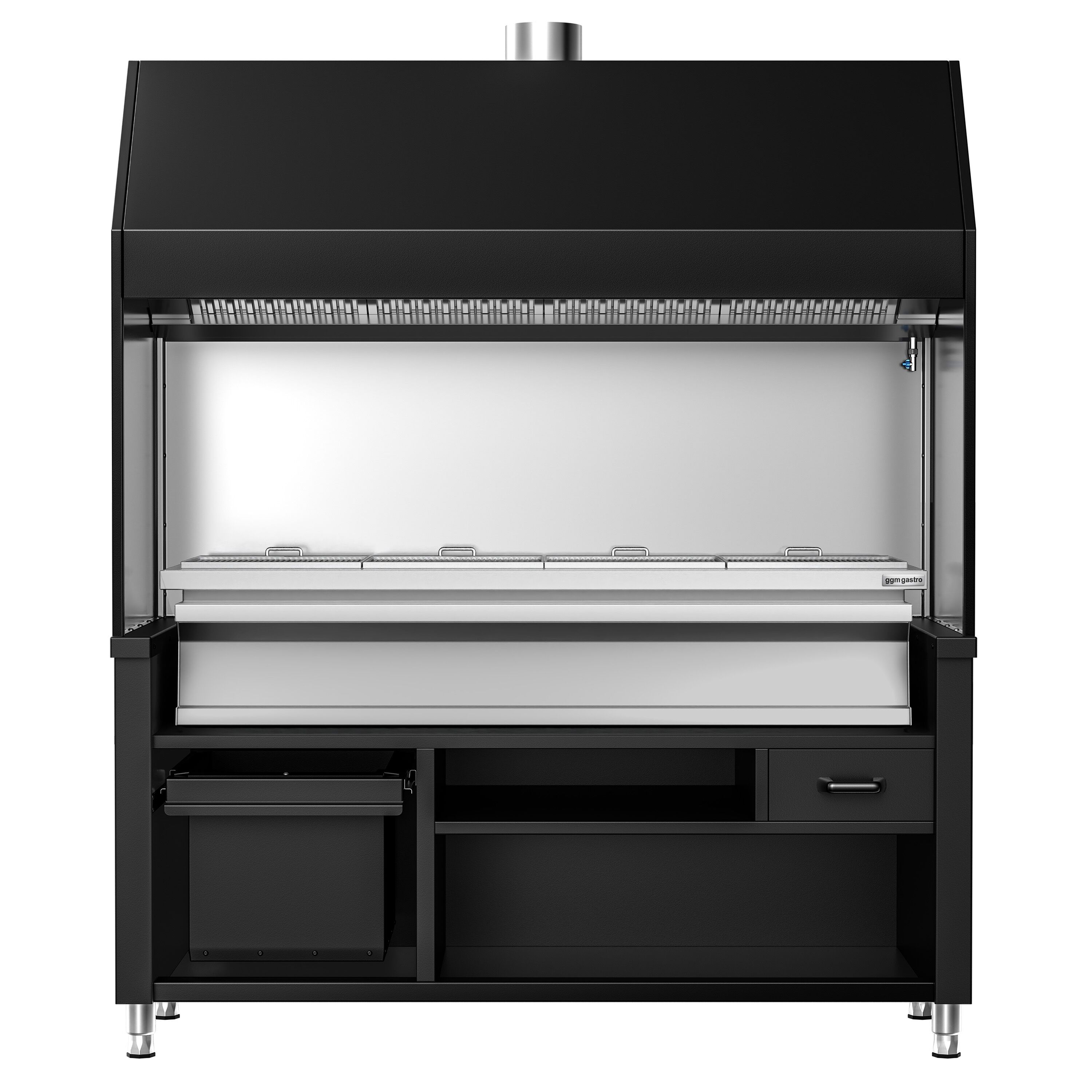 Charcoal Grill - 1760mm - Black - 8 grill grates