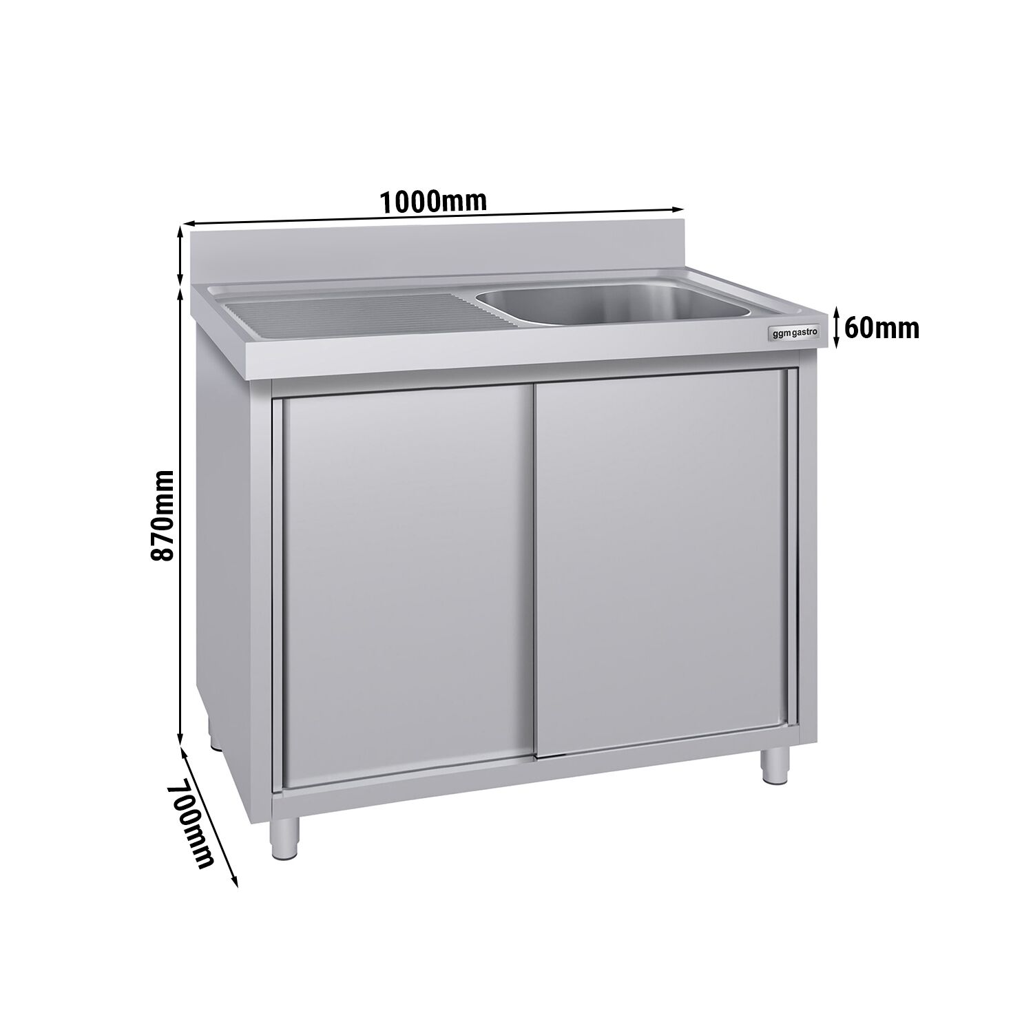 Meuble évier ECO - 1000 x 700 mm - avec 1 bac à droite