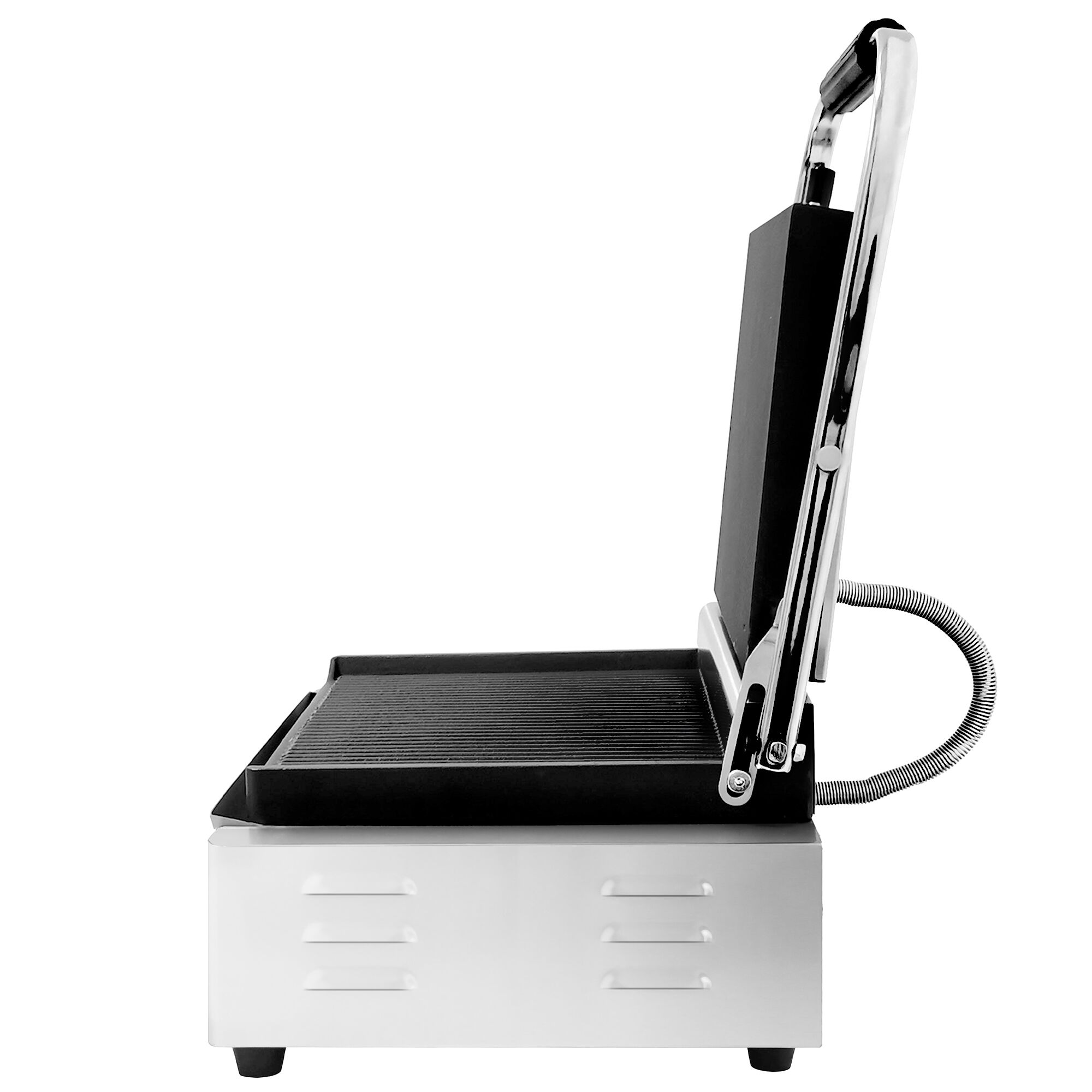 Presse à Panini / Gril de contact - 2,6kW -  Plaques rainurées - Surface de cuisson : 400x225mm